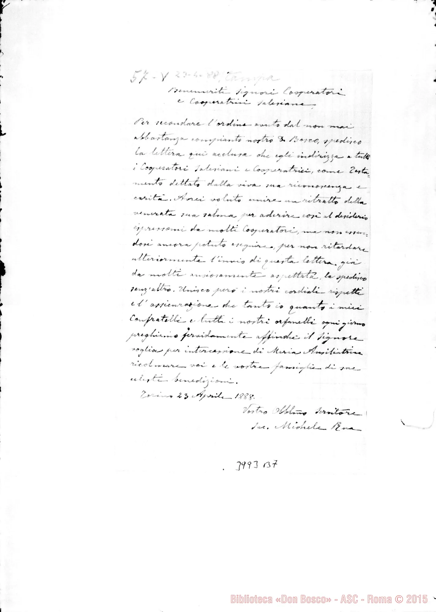 Fotogramma B 7 — 23-04- Presenta la lettera di D. Bosco ai Cooperatori. Stampato