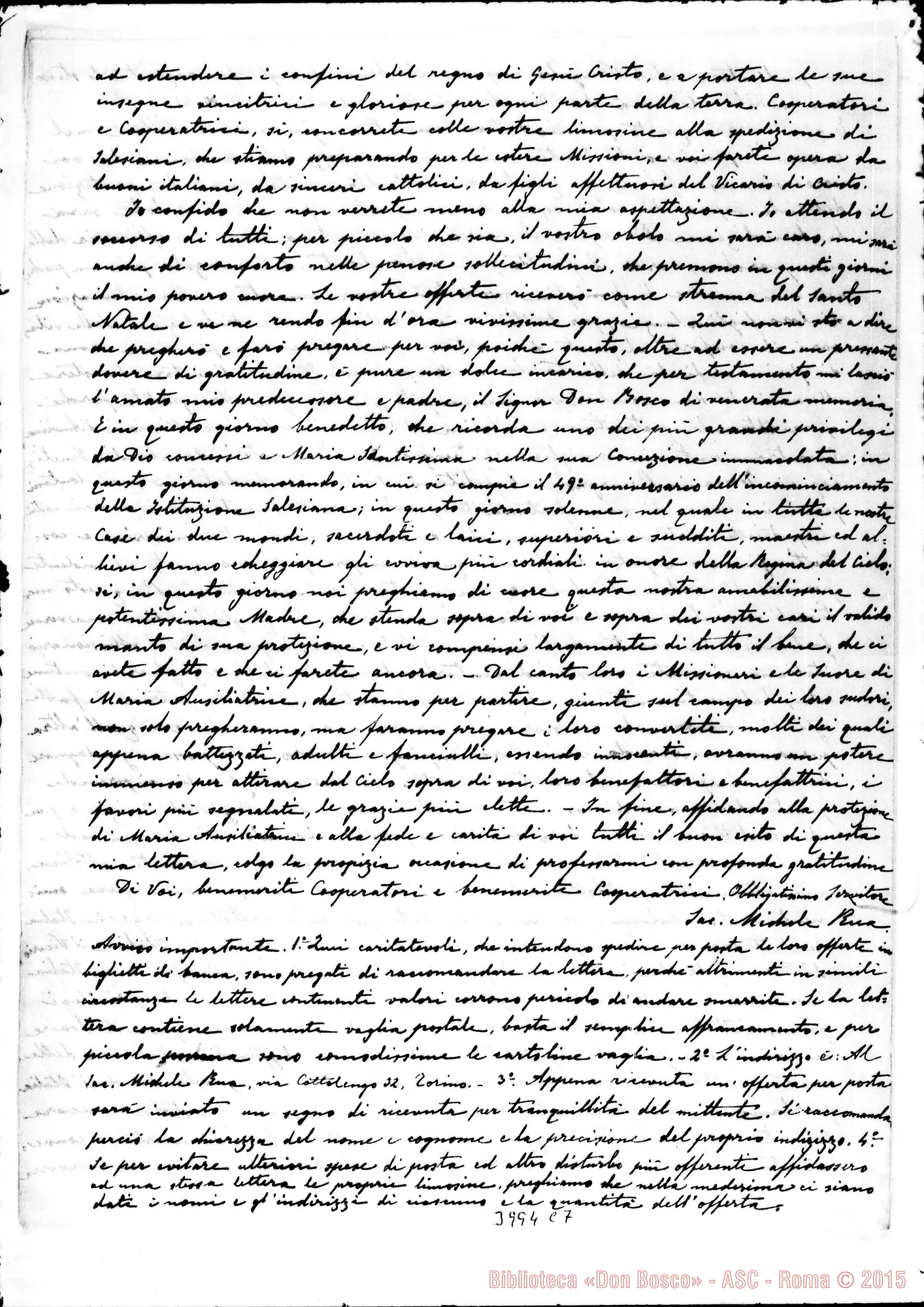 Fotogramma C 7 — 8-12- In aiuto delle Missioni. Ms. allogr. E stampato