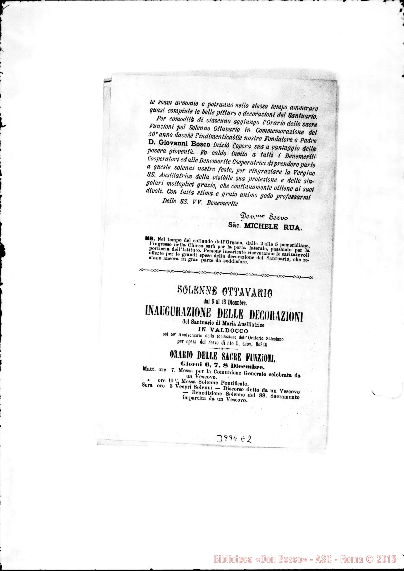 Fotogramma E 2 — 27-11- Collaudo dell’Organo. Stampato
