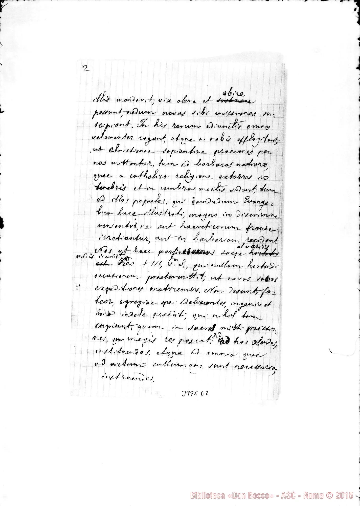 Fotogramma D 2 — 9-11- Per le vocazioni missionarie. Minuta ms. allogr. con correi, autogr. Rua, bella copia E bozze