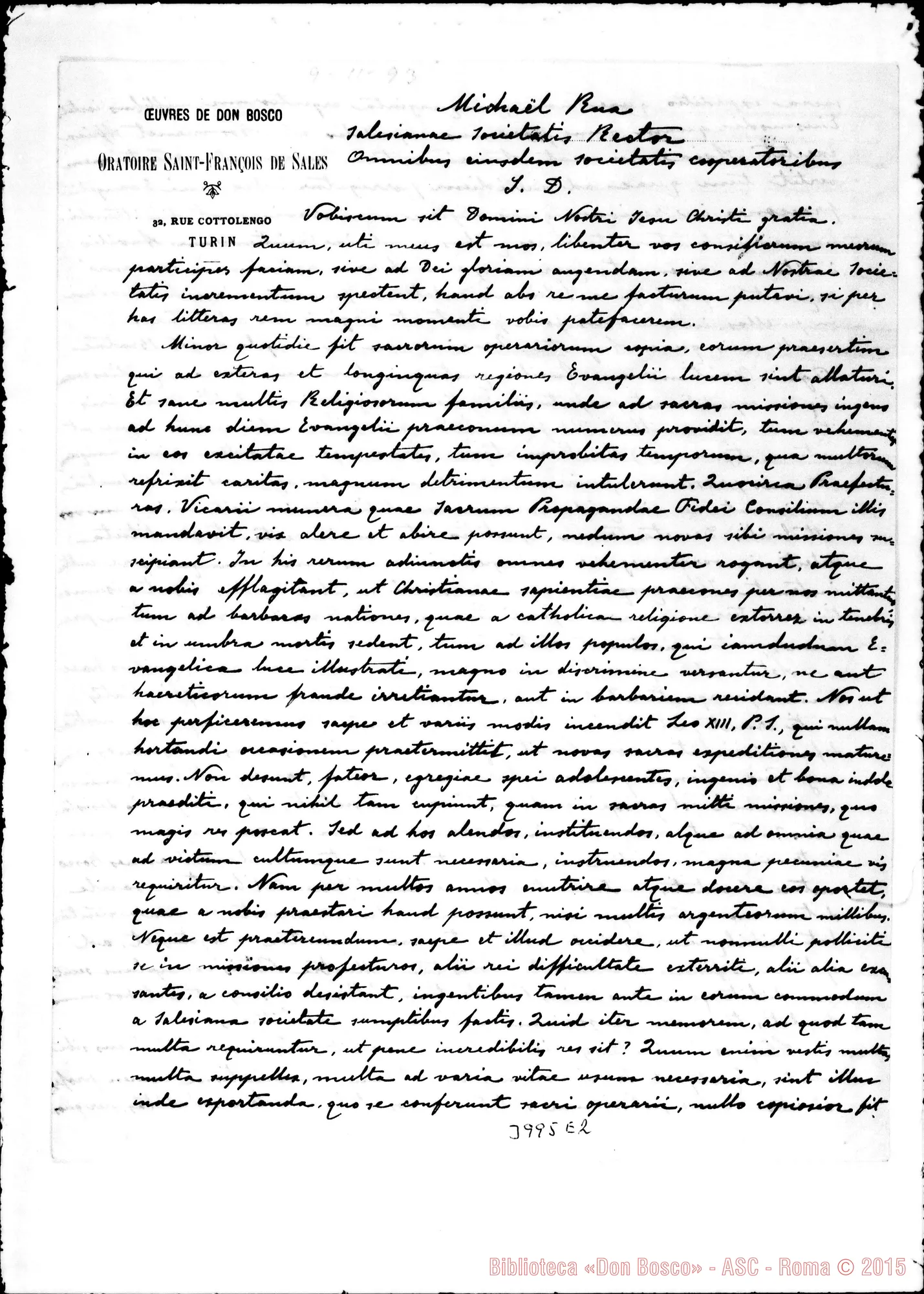 Fotogramma E 2 — 9-11- Per le vocazioni missionarie. Minuta ms. allogr. con correi, autogr. Rua, bella copia E bozze