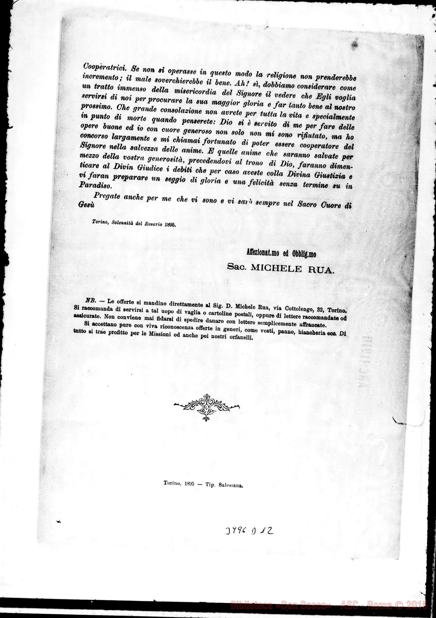 Fotogramma D 12 — 7-10- Sulle missioni d’America. Ms. allogr. E stampato