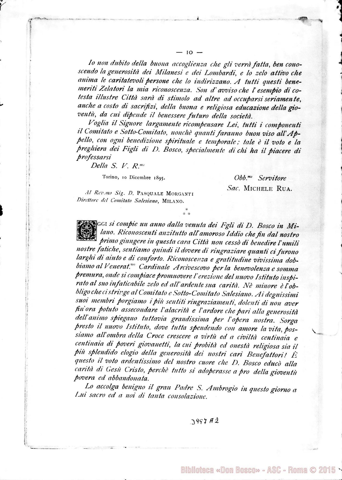 Fotogramma A 2 — 7-12- Appello per l’opera salesiana A Milano. Stampato