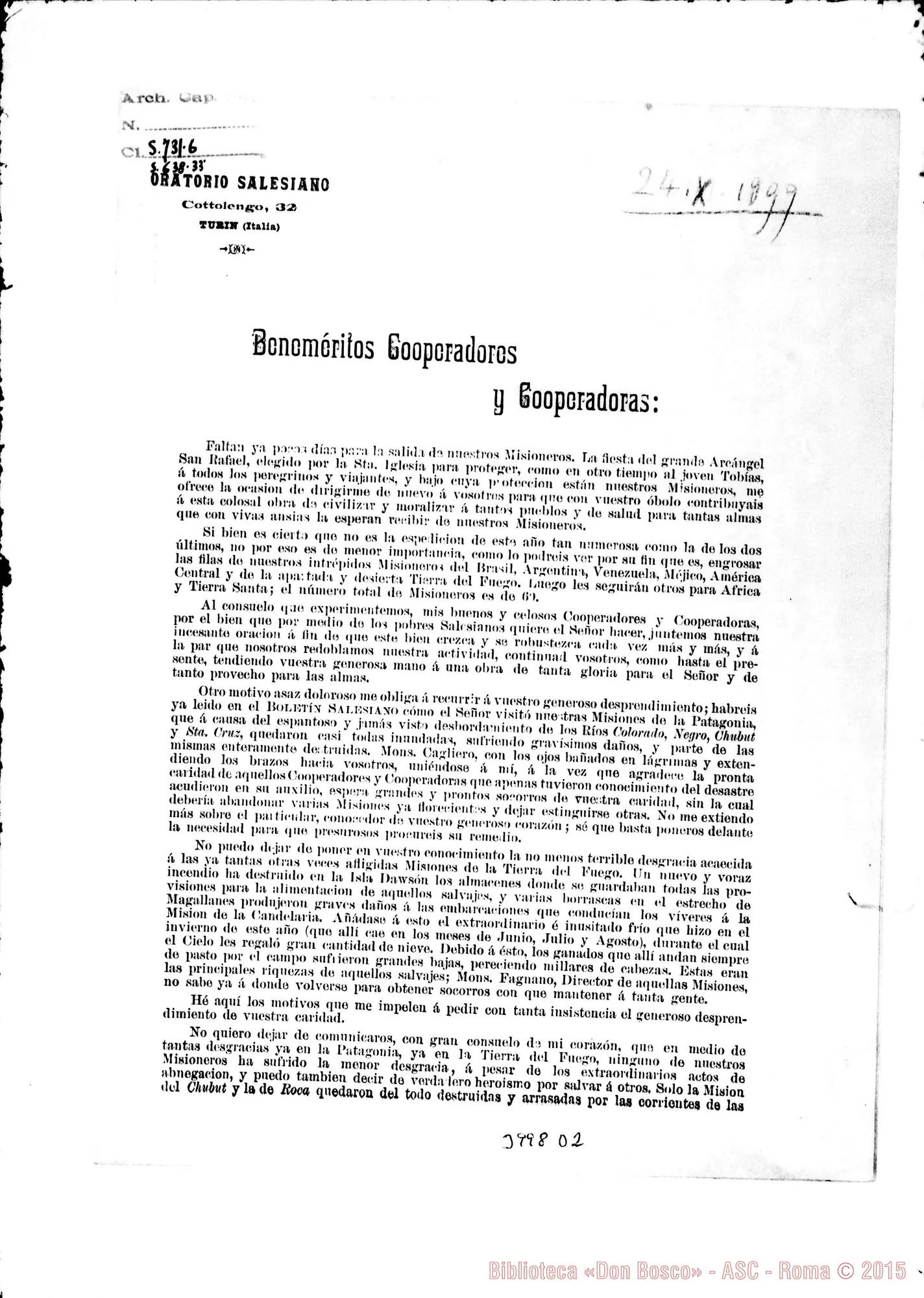 Fotogramma D 2 — 24-10- Per la partenza dei Missionari. Italiano E spagnolo. Stampato