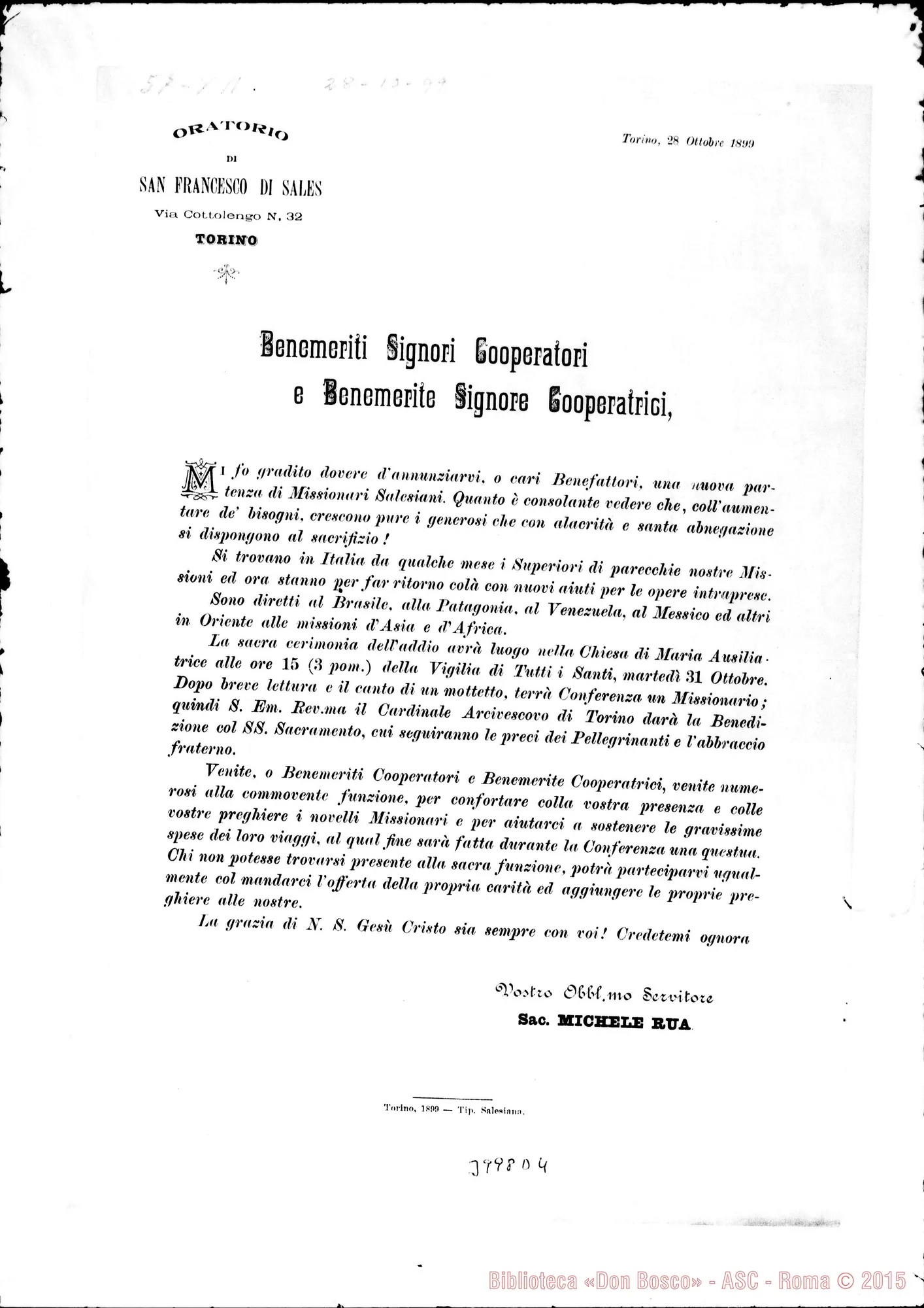 Fotogramma D 4 — 24-10- Per la partenza dei Missionari. Italiano E spagnolo. Stampato