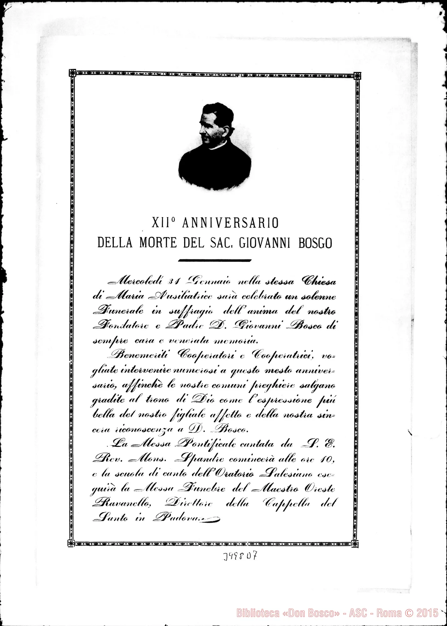 Fotogramma D 7 — 22-01-1900: Festa di S. Francesco di Sales. Stampato