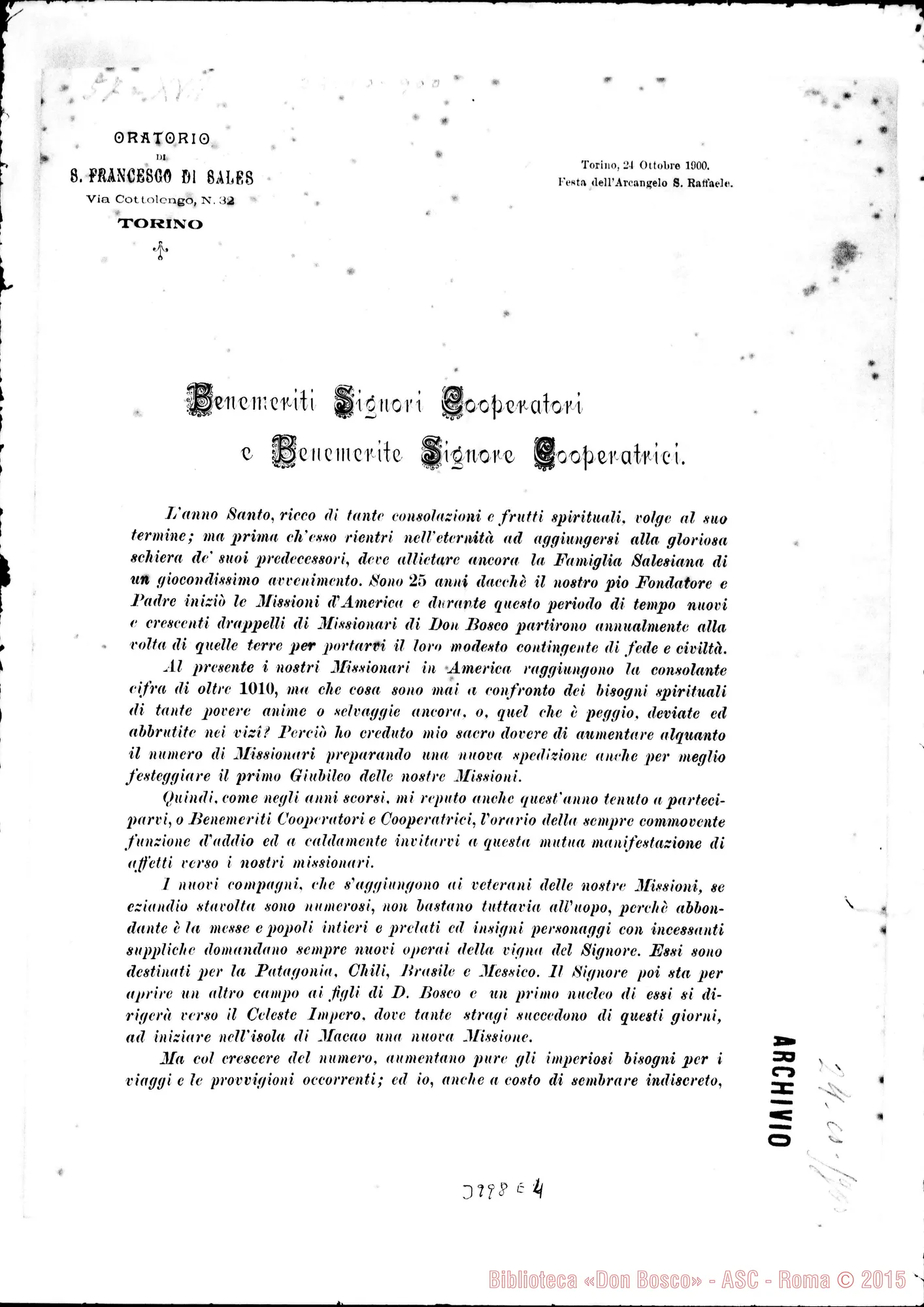 Fotogramma E 4 — 22-01-1901: Festa di S. Francesco. Stampato