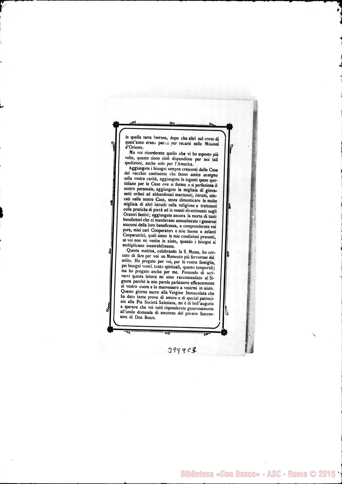 Fotogramma C 3 — 8-12- Ringrazia E dà notizie. Stampato E ms. allogr.