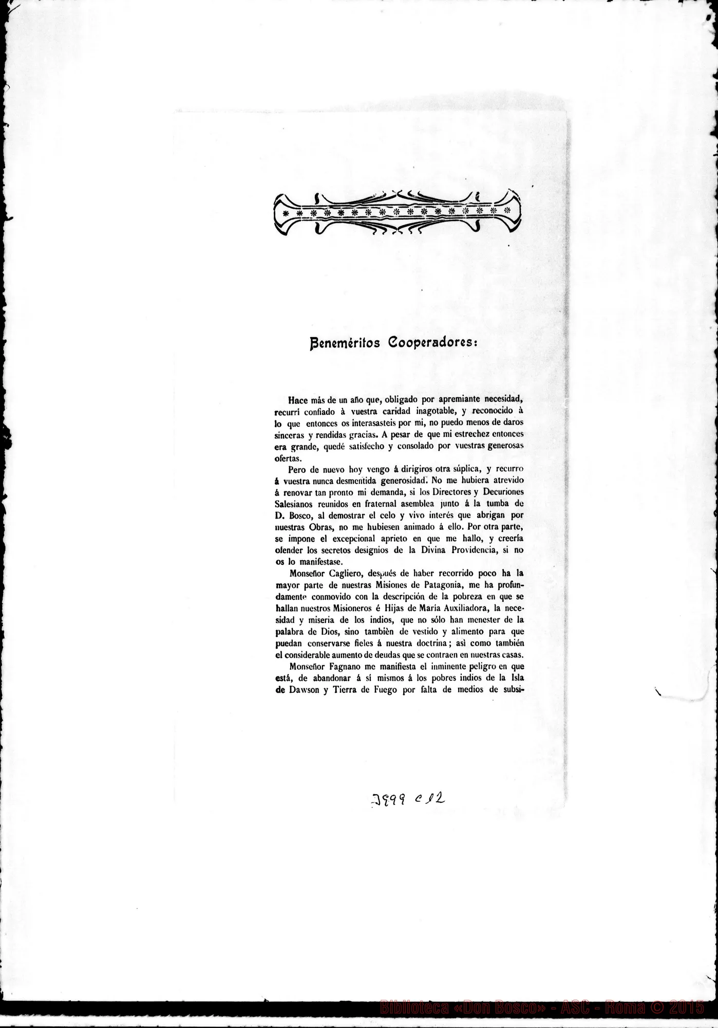 Fotogramma C 12 — 29-01- Lettera di D. Rua tradotta in lingua spagnola. Stampato