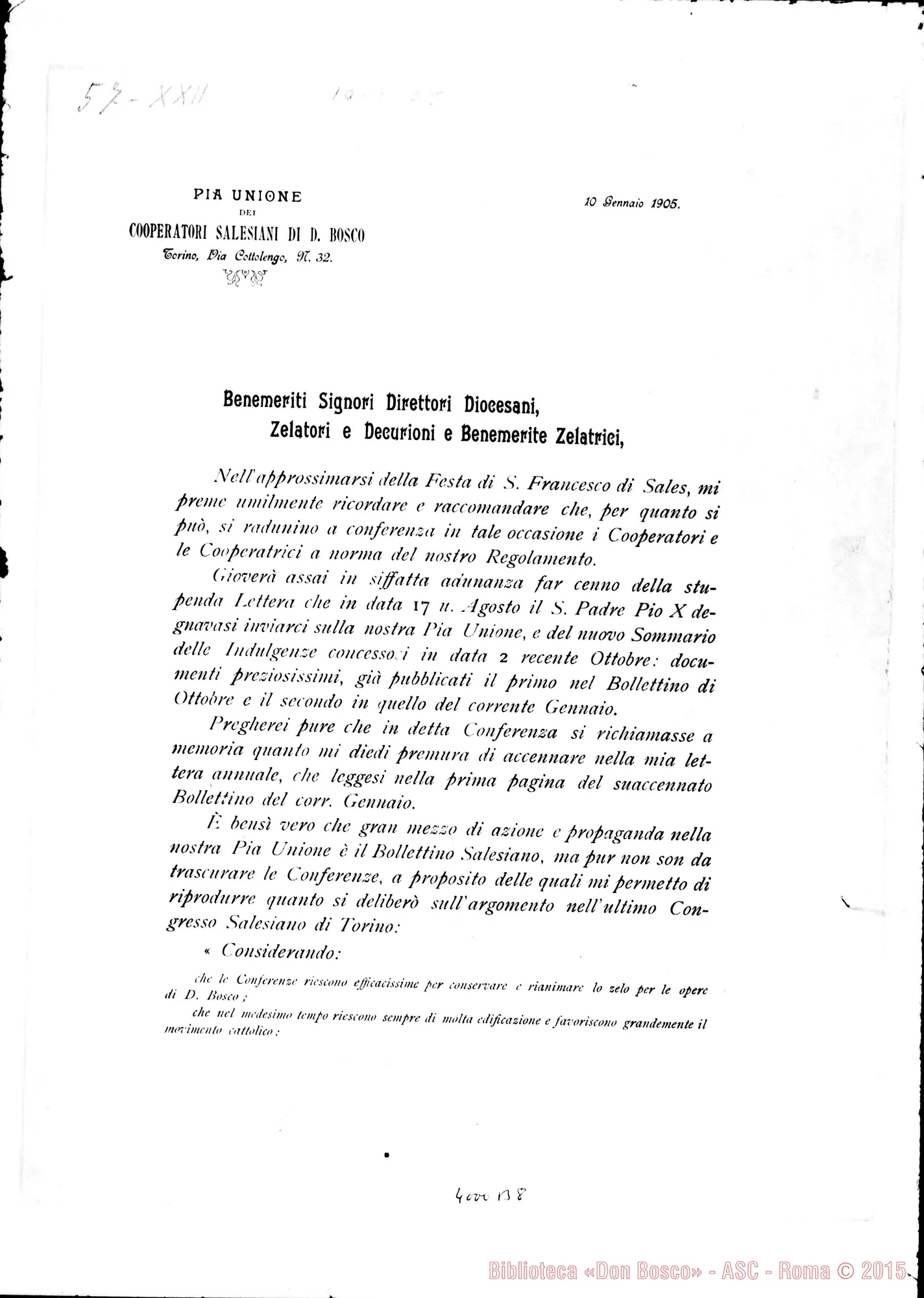 Fotogramma B 8 — 10-01-1905: Conferenza A norma del Regolamento. Stampato