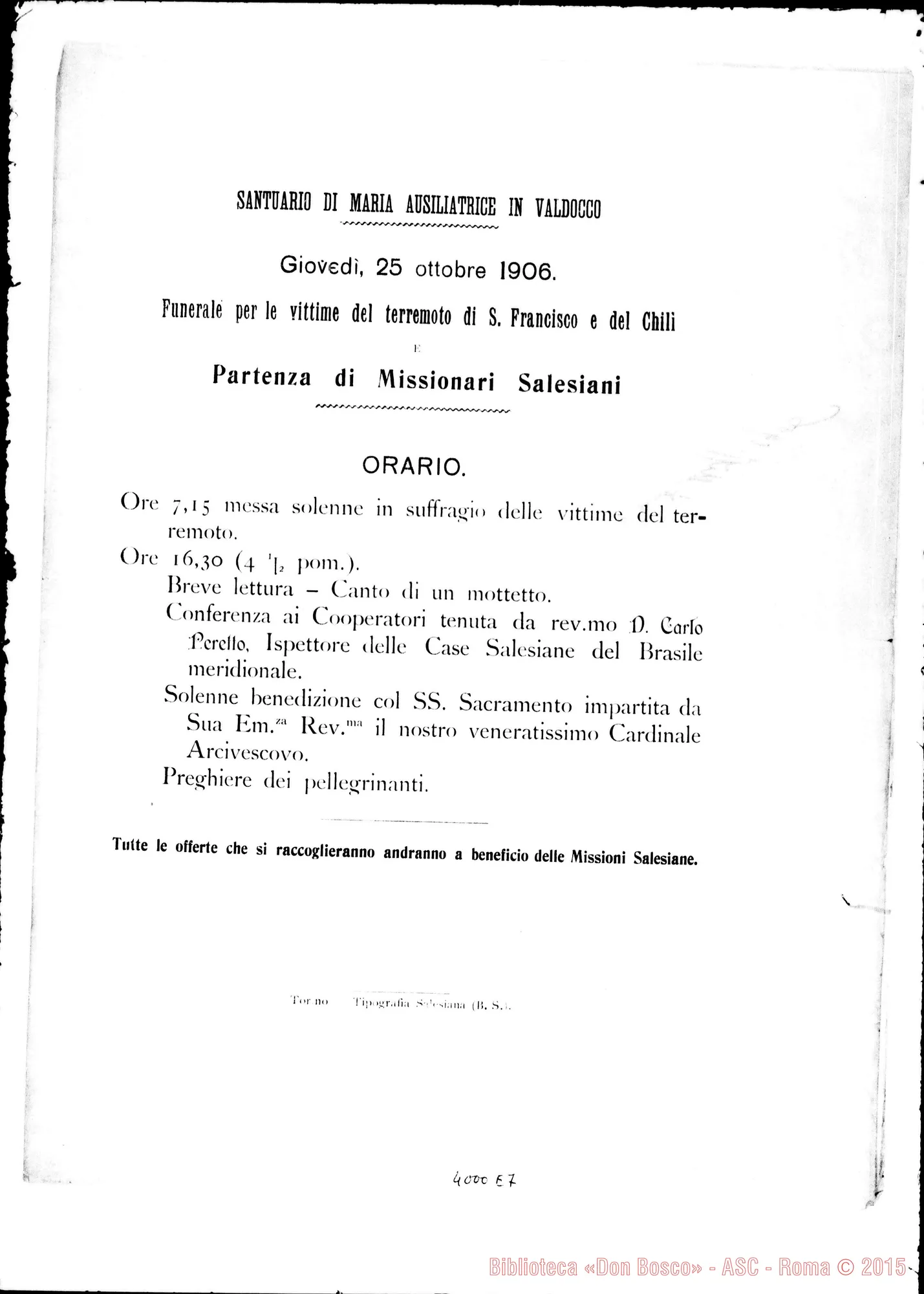 Fotogramma E 7 — 17-10- Spedizione Missionaria. Stampato