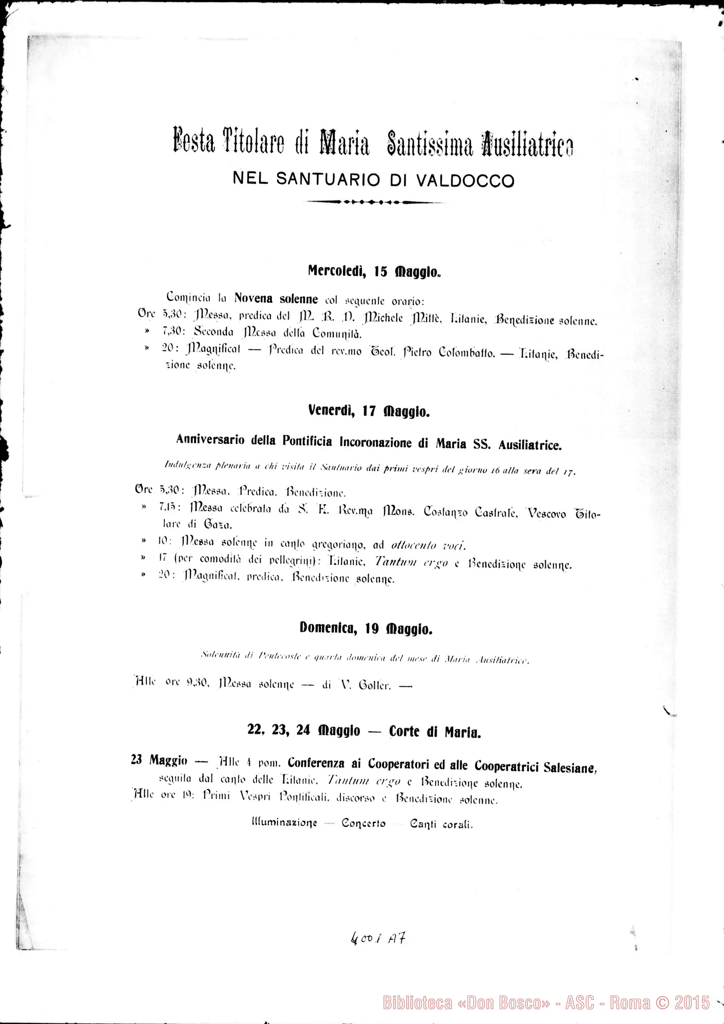 Fotogramma A 7 — 14-05- Collaudo del nuovo organo. Stampato