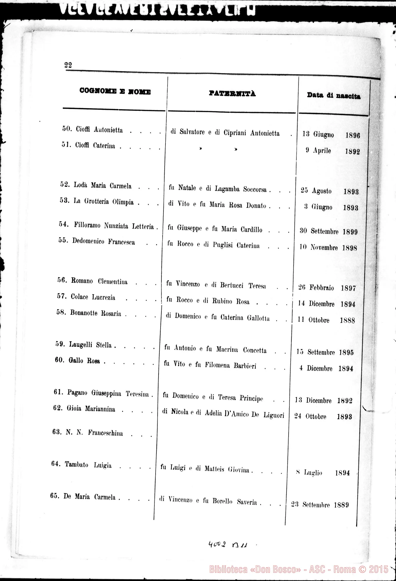 Fotogramma B 11 — Orfani E derelitti raccolti. Stampato
