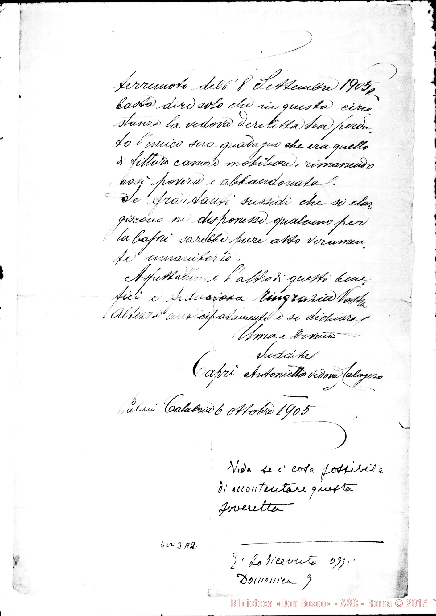 Fotogramma A 2 — Capri Antonietta-Sua Altezza Letitia. Palmi, 6-10-1905