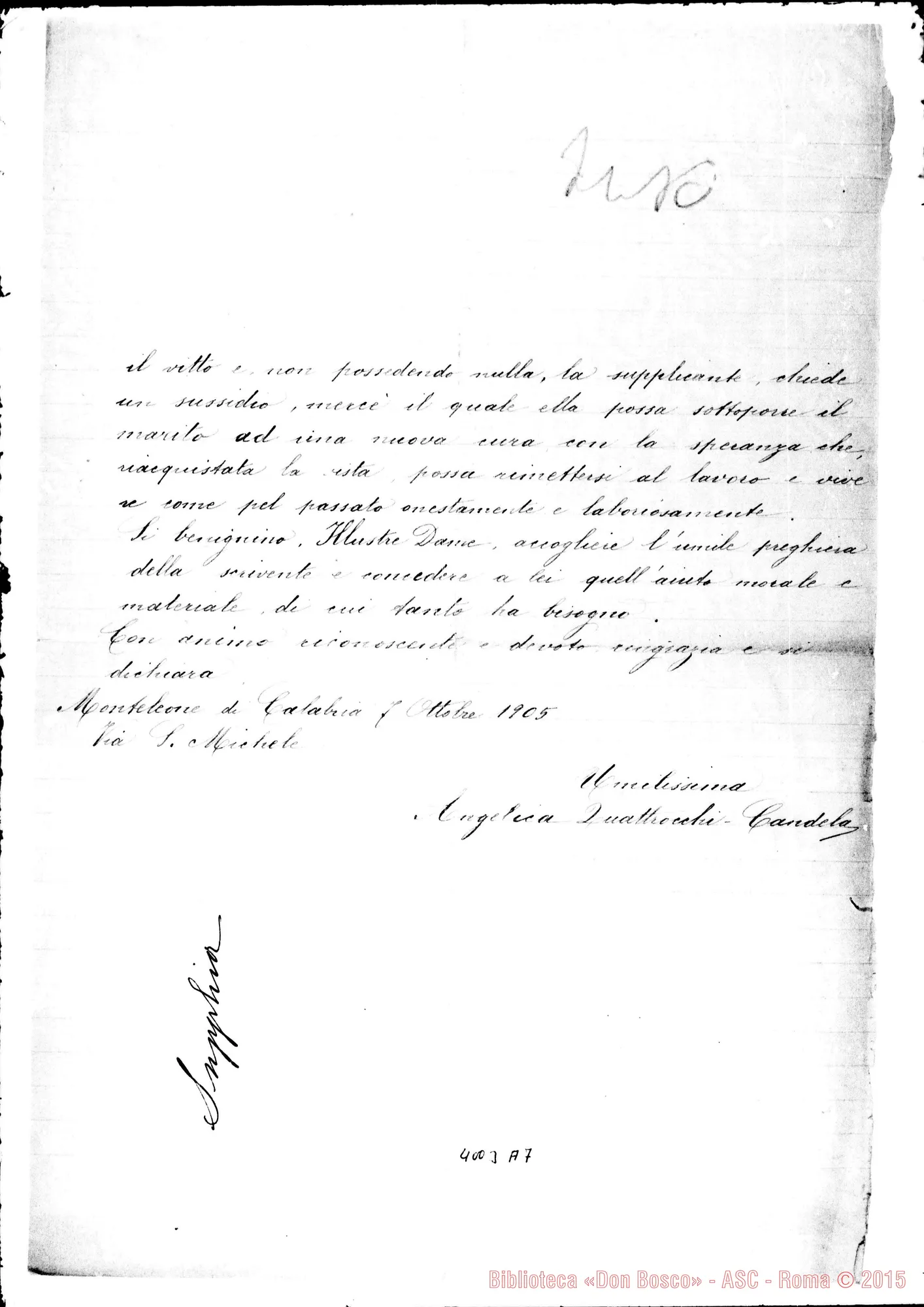 Fotogramma A 7 — Angelica Quattrocchi-Pie Dame. Monteleone, 7-10-1905