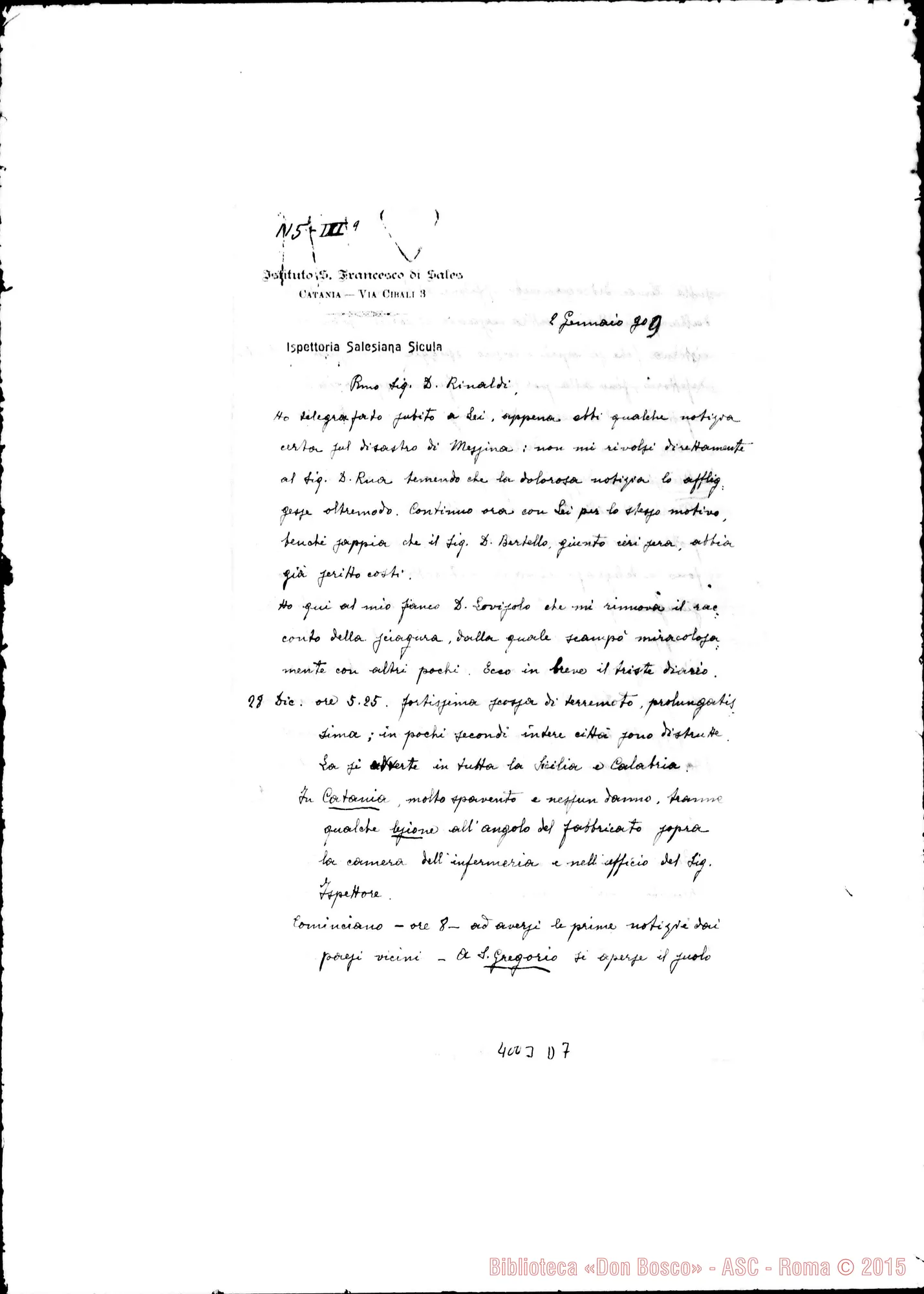 Fotogramma D 7 — Don Garneri Domenico-Don Rinaldi. Catania, 2-01-1909