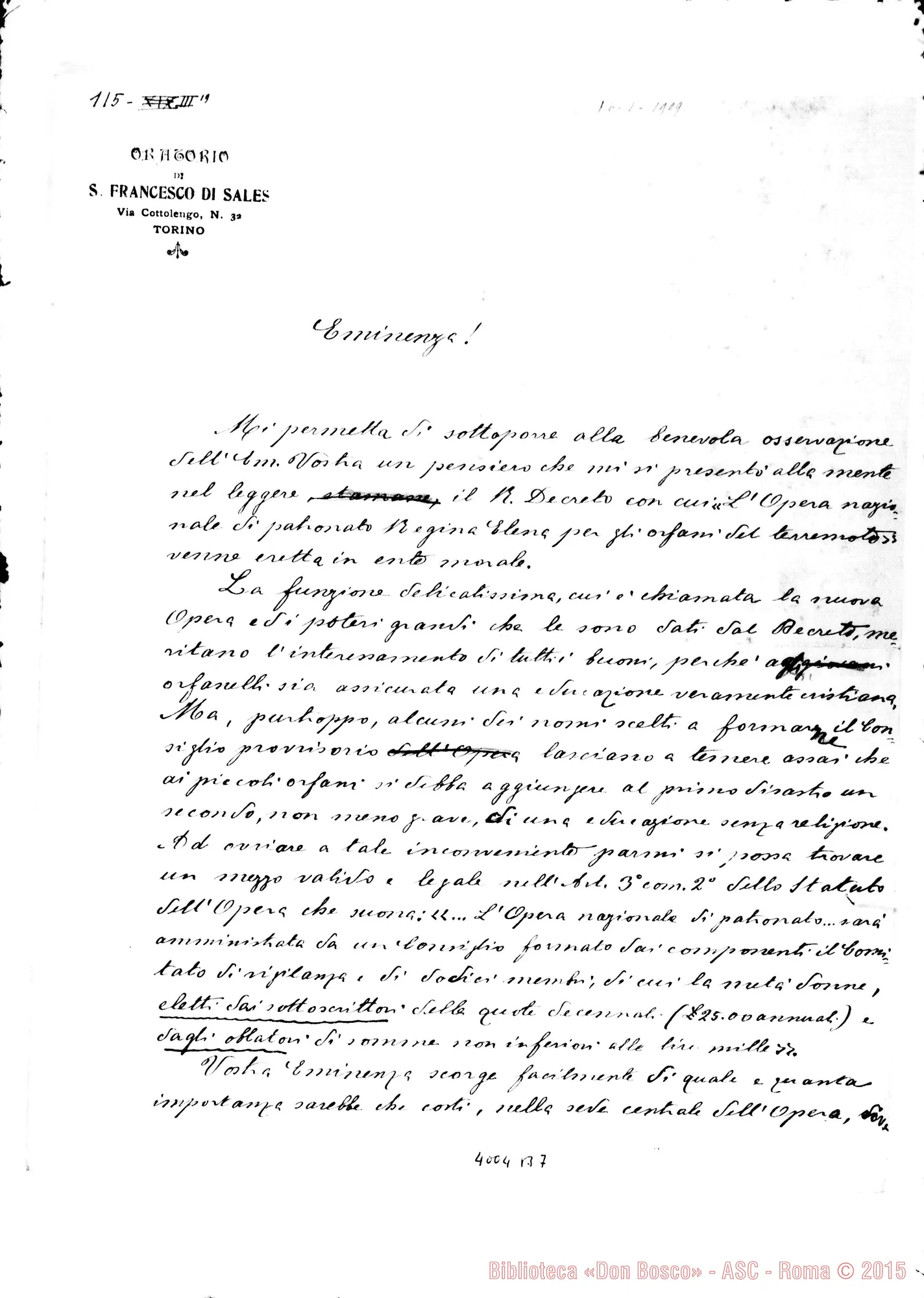 Fotogramma B 7 — Don Rua-Card. Respighi Pietro. Torino, 16-01-1909. Copia