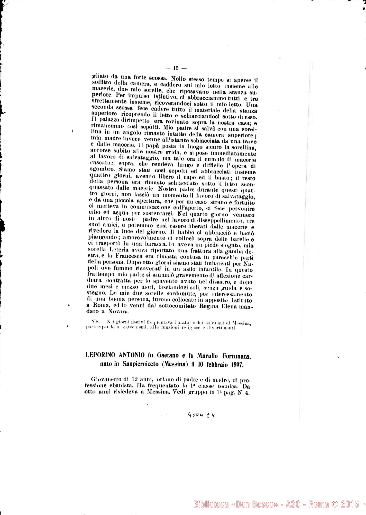 Fotogramma E 4 — Novara: 20 orfanelli calabro-siculi raccolti. Stampato. Novara 1909