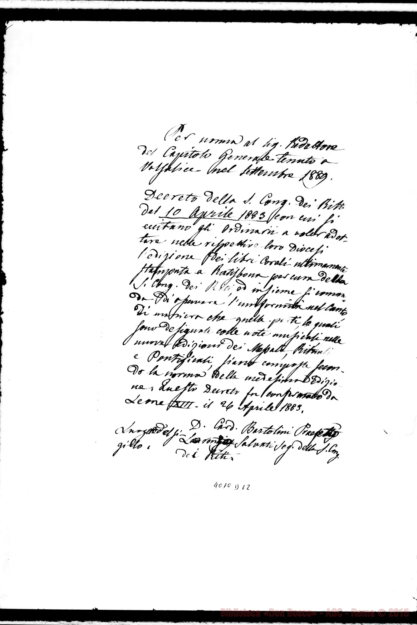 Fotogramma D 12 — Verbale della prima proposta. Ms.