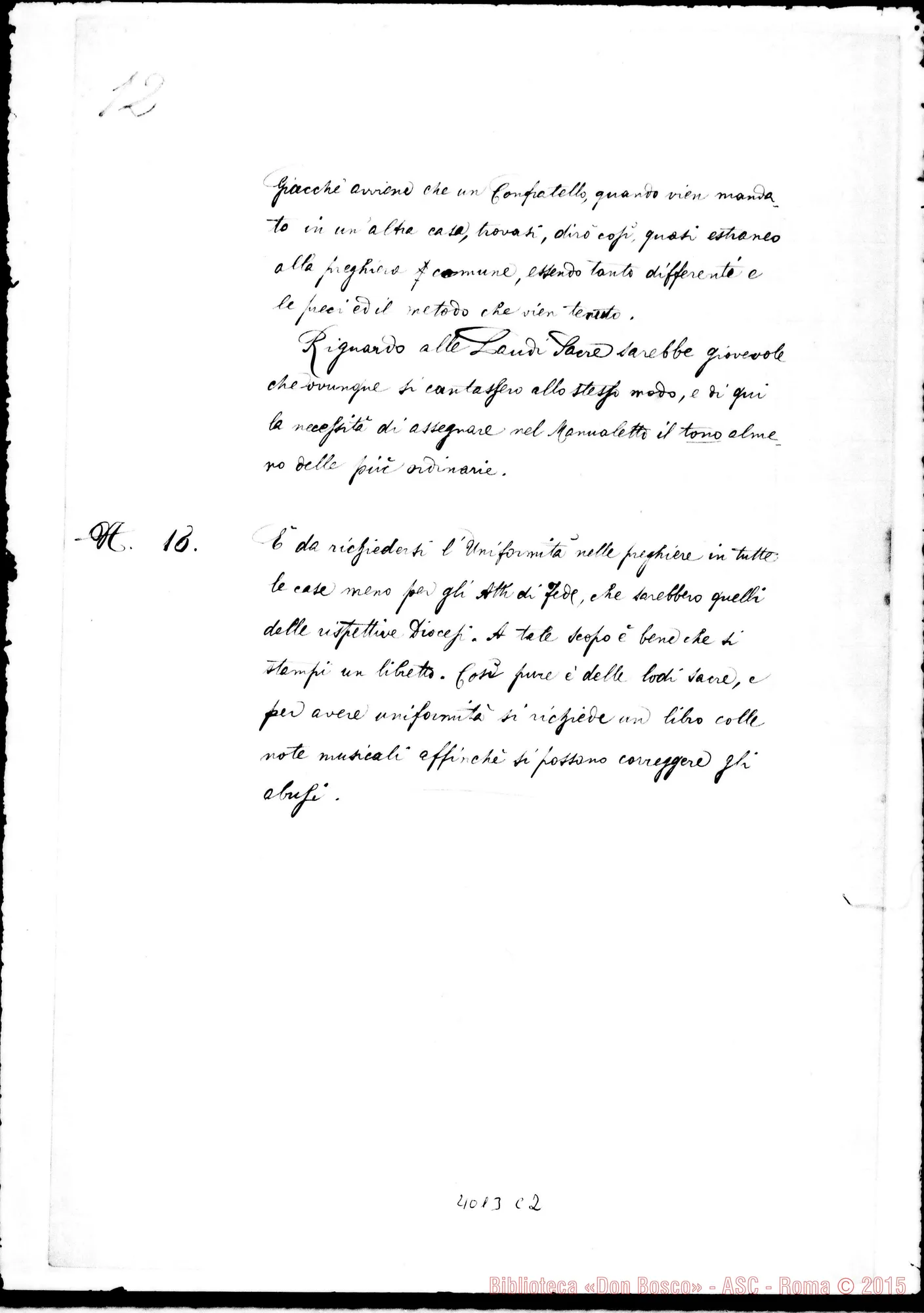 Fotogramma C 2 — Verbale dell’ottava proposta. Ms.