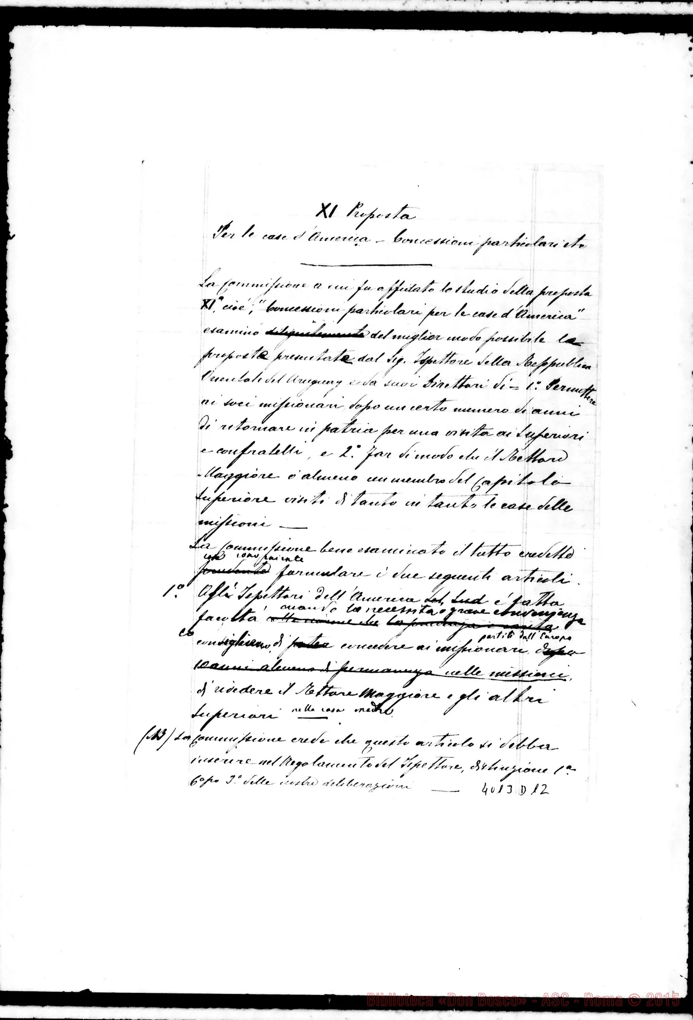 Fotogramma D 12 — Verbale dell’undicesima proposta