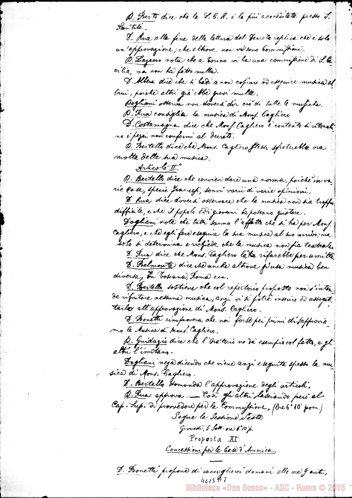 Fotogramma A 7 — Verbale-relazione del V Capitolo Generale, datata 7-09-1889