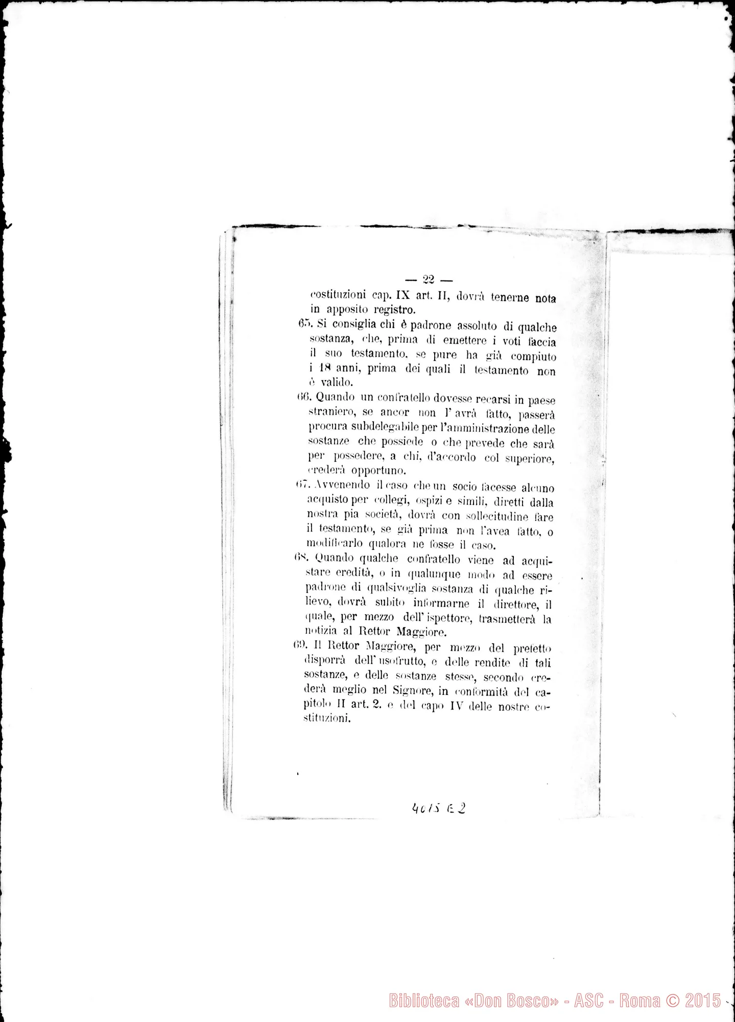Fotogramma E 2 — 6.. Deliberazioni del V Capitolo Generale. Stampato