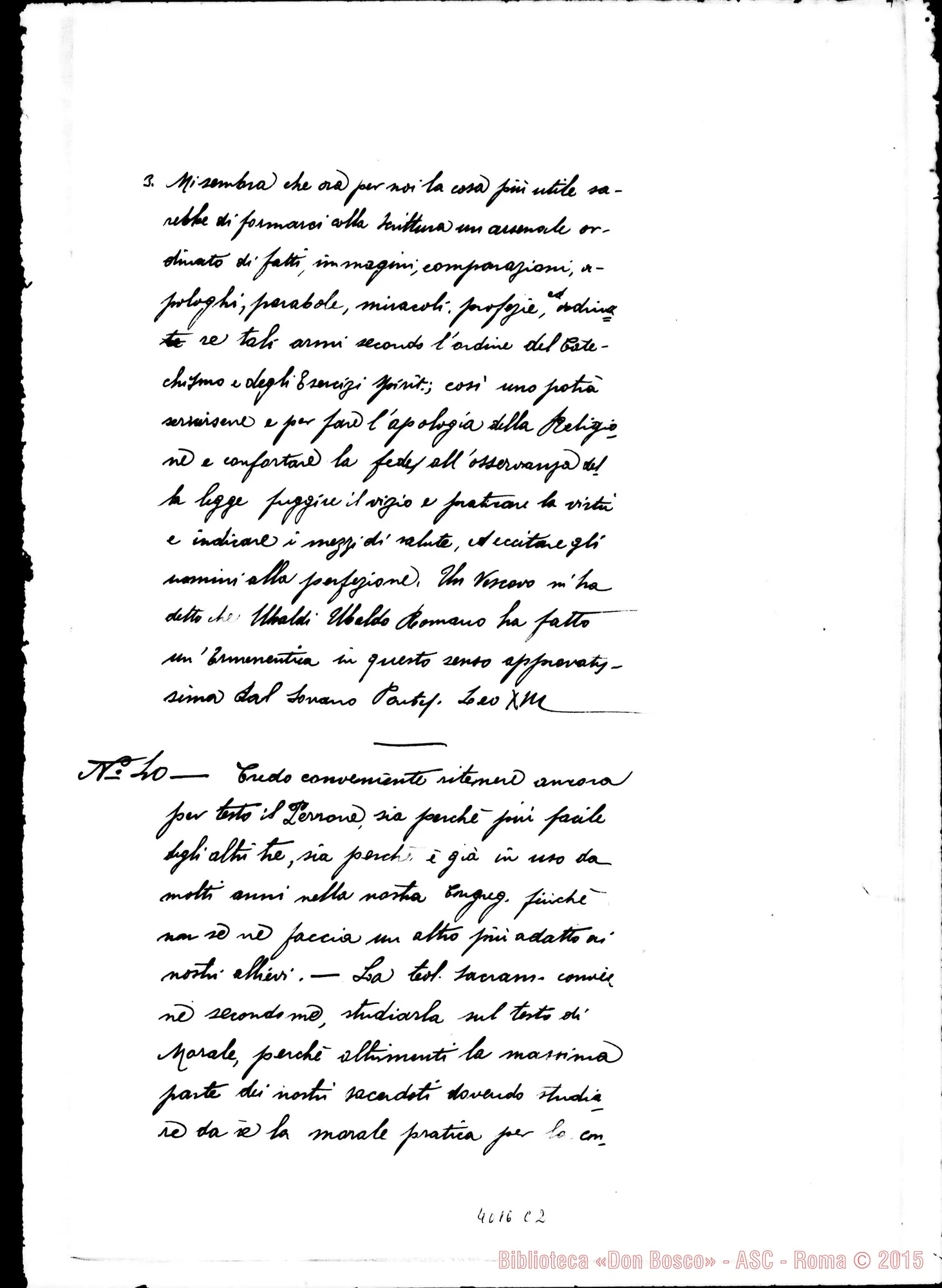 Fotogramma C 2 — Risposte E osservazioni alla prima proposta sugli Studi Teologici. Ms.