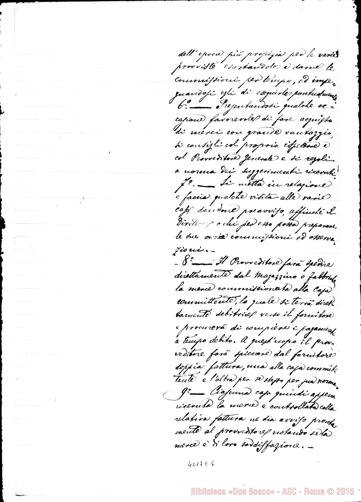 Fotogramma E 6 — Regolamento per il Provveditore Ispettoriale