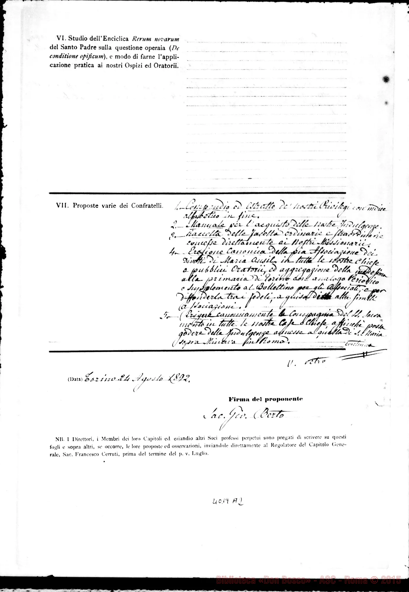 Fotogramma A 2 — Proposte varie dei Confratelli