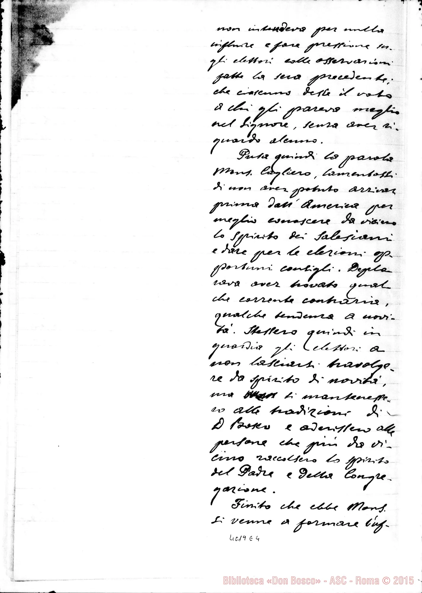 Fotogramma E 4 — Riassunto delle Conferenze del Capitolo Generale. Ms.: Don Bovio E Don Bensì