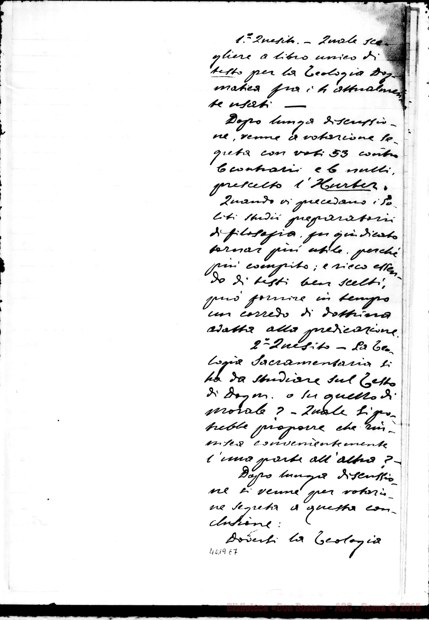 Fotogramma E 7 — Riassunto delle Conferenze del Capitolo Generale. Ms.: Don Bovio E Don Bensì