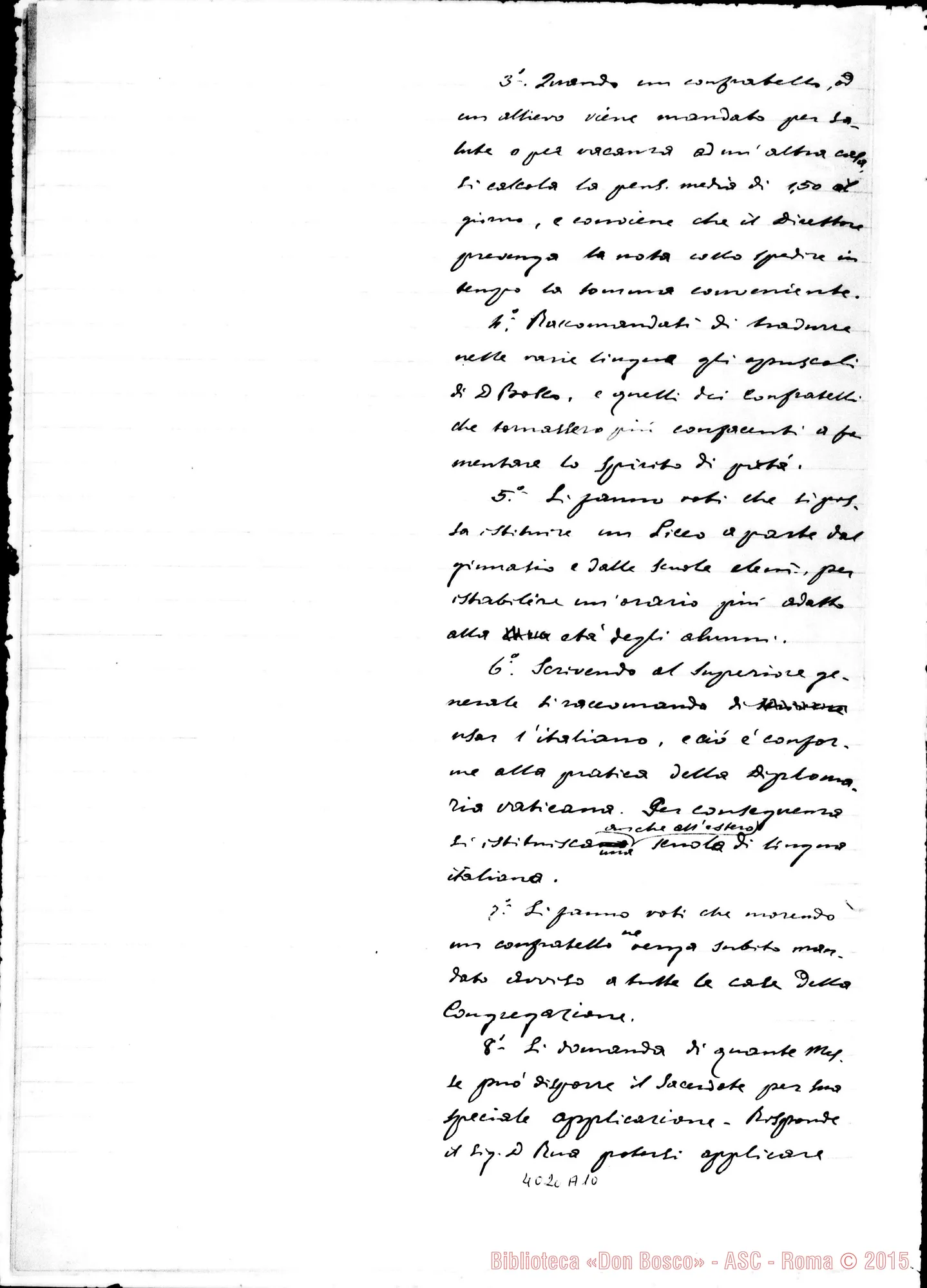 Fotogramma A 10 — Riassunto delle Conferenze del Capitolo Generale. Ms.: Don Bovio E Don Bensì