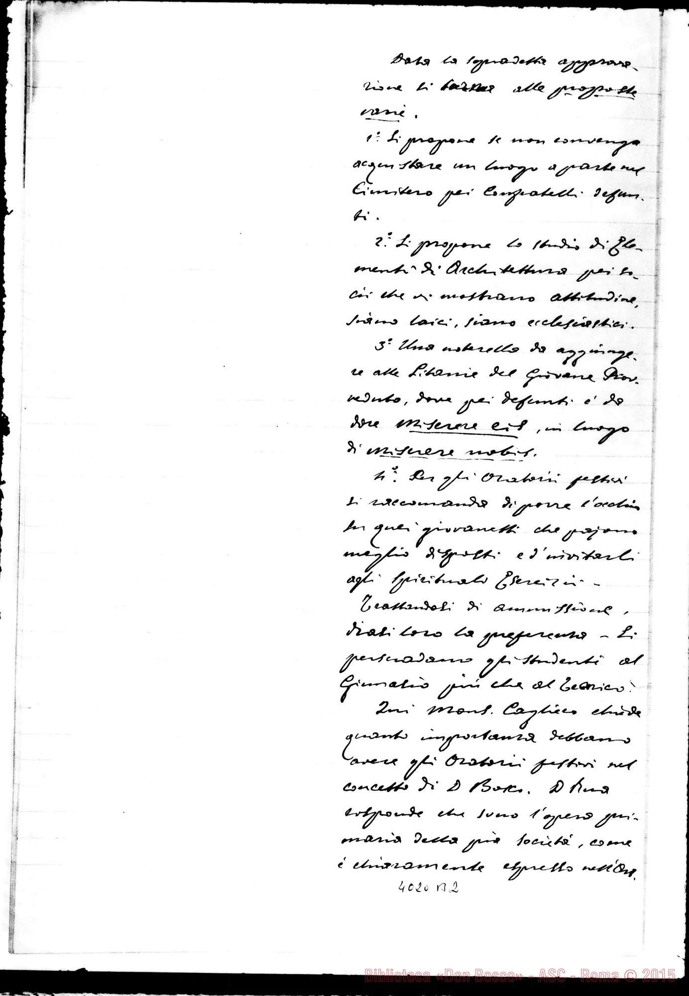 Fotogramma B 2 — Riassunto delle Conferenze del Capitolo Generale. Ms.: Don Bovio E Don Bensì