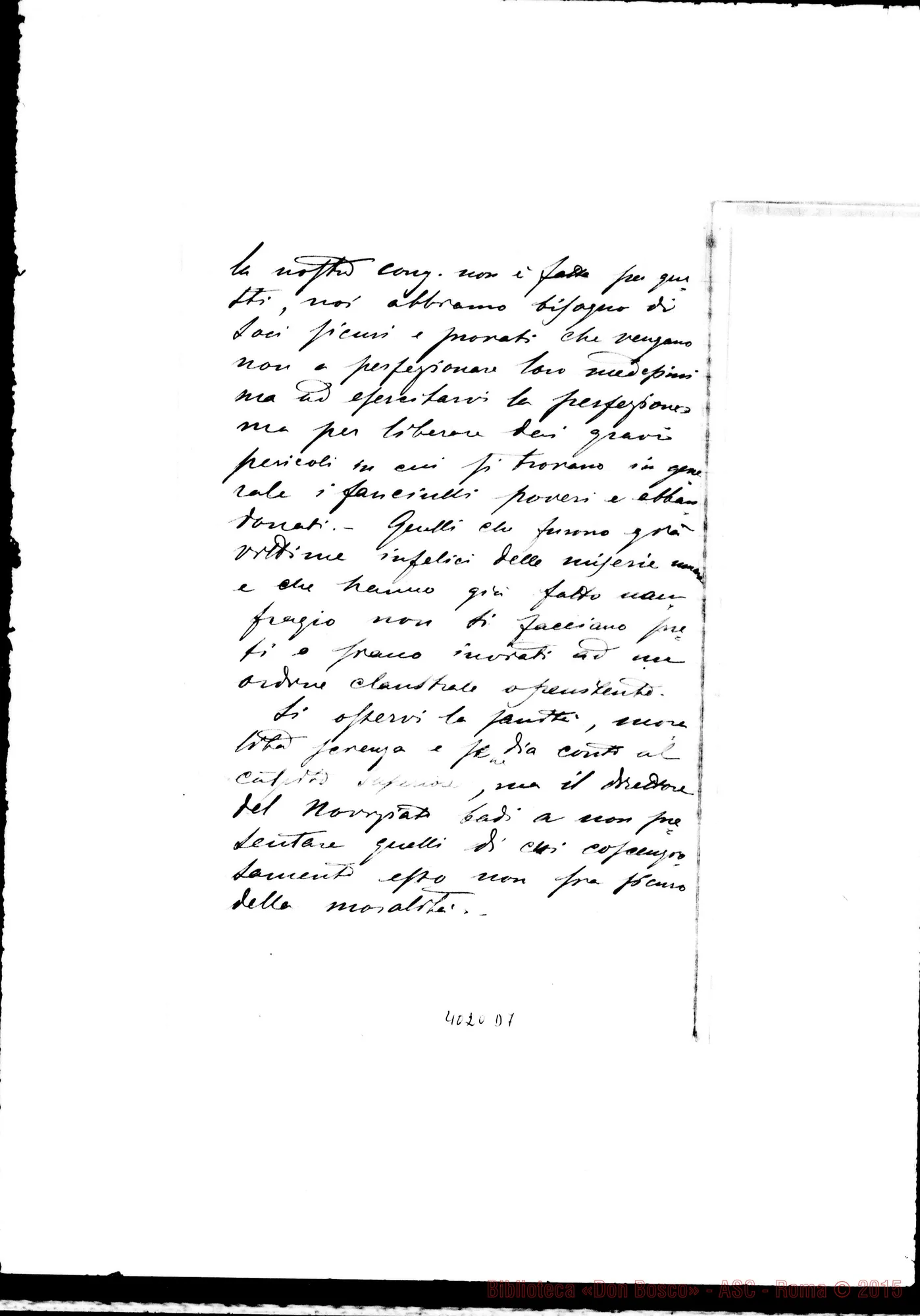 Fotogramma D 7 — Brani ricavati dal Diario di Don Bosco, letti da Don Rua nelle sedute del Cap. Gen.