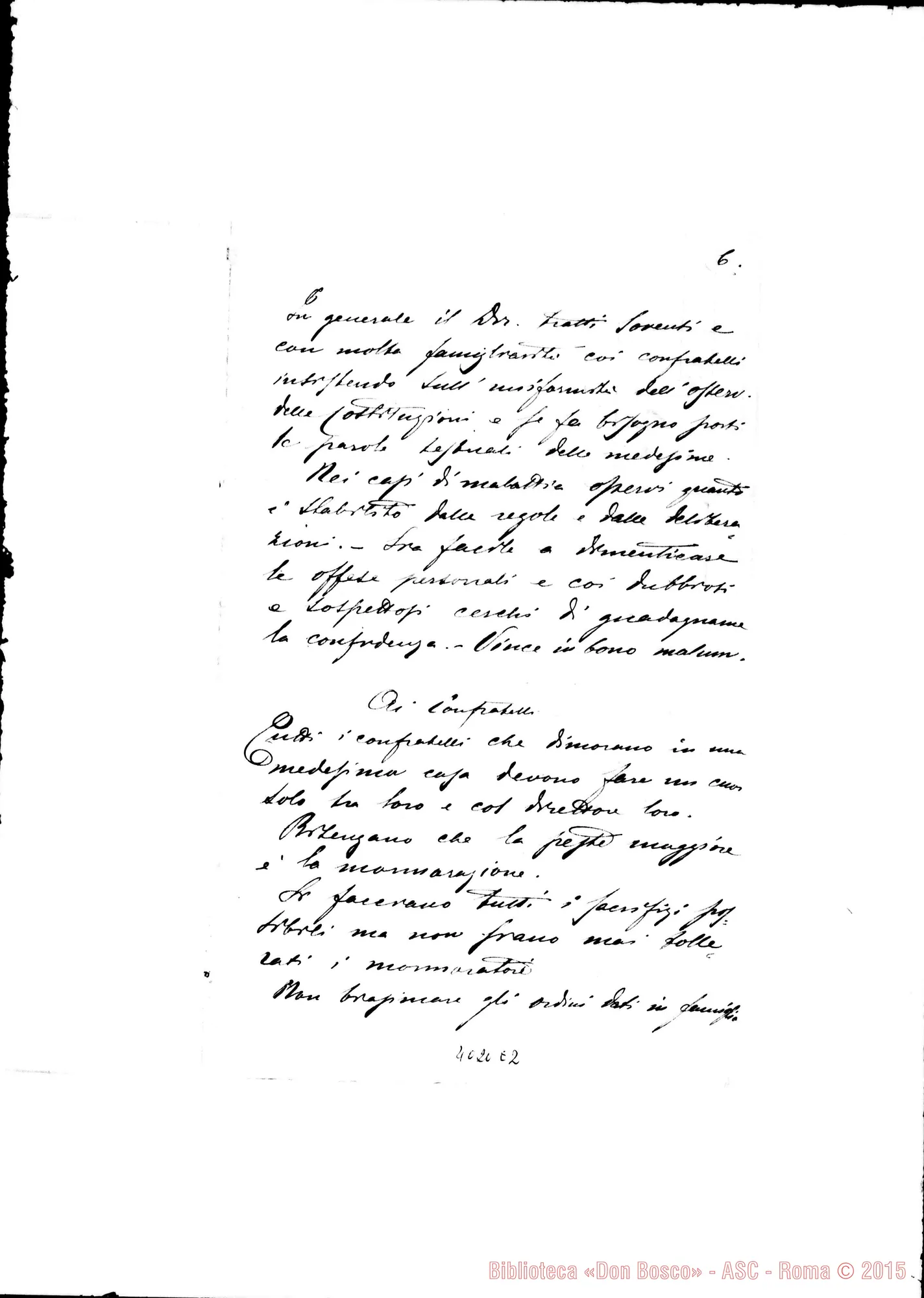 Fotogramma E 2 — Brani ricavati dal Diario di Don Bosco, letti da Don Rua nelle sedute del Cap. Gen.