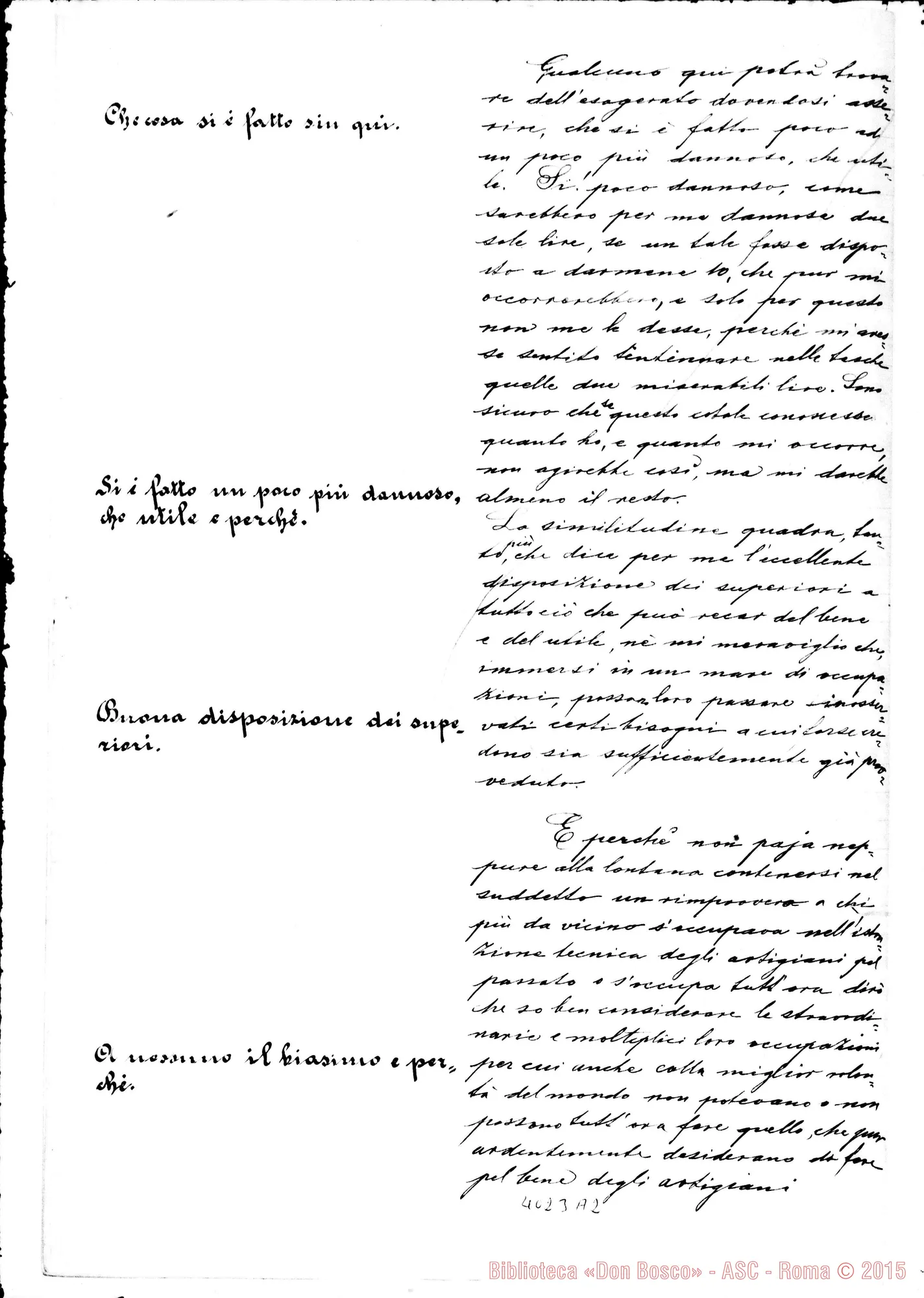Fotogramma A 2 — Relazione E proposte del ch. Trentini Giuseppe