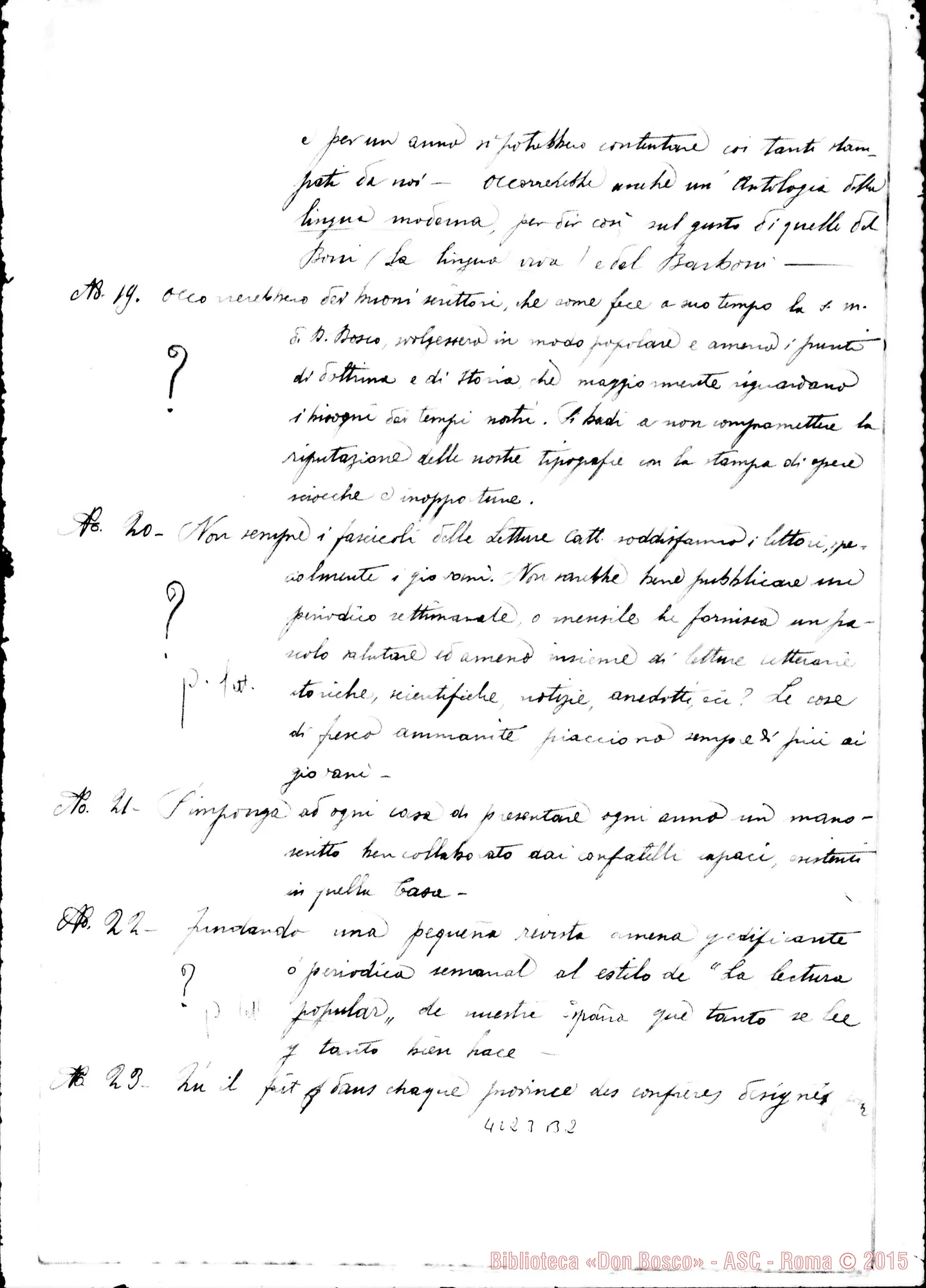 Fotogramma B 2 — Risposte ed osservazioni alla settima proposta