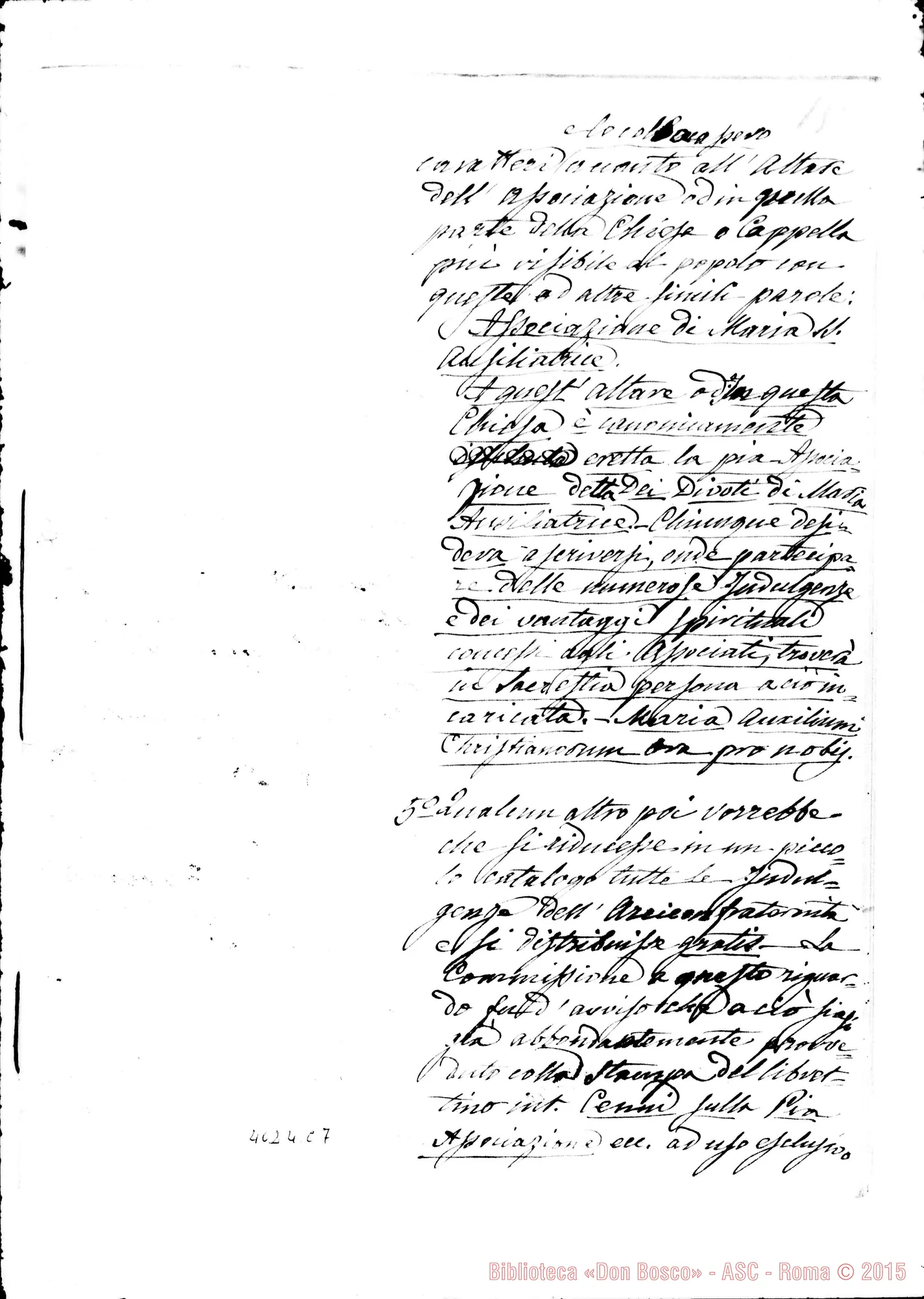 Fotogramma C 7 — Relazione sulla devozione A Maria Ausiliatrice. Minuta E bella copia. Ms. di D. Berto