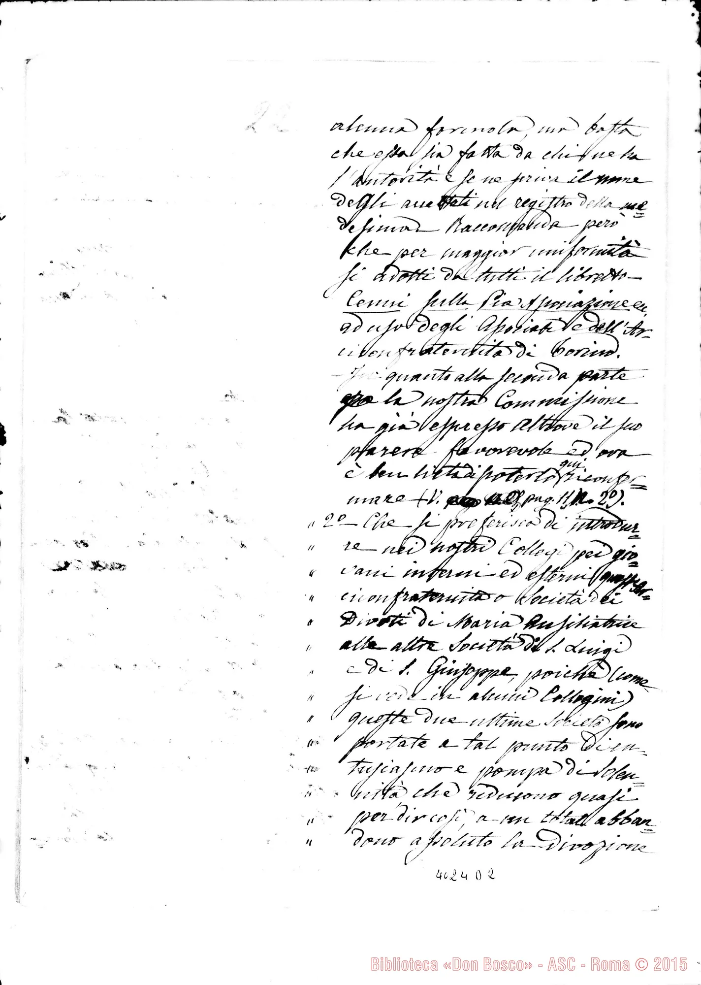 Fotogramma D 2 — Relazione sulla devozione A Maria Ausiliatrice. Minuta E bella copia. Ms. di D. Berto