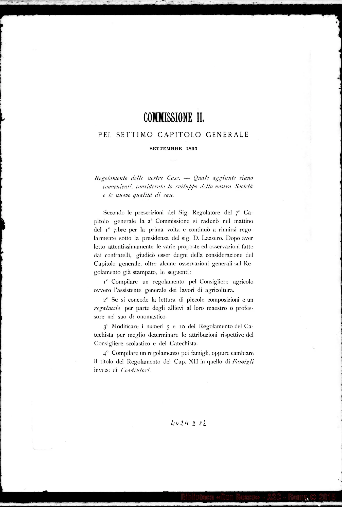 Fotogramma D 12 — Lavoro delle Commissioni: proposte E risposte. Stampato