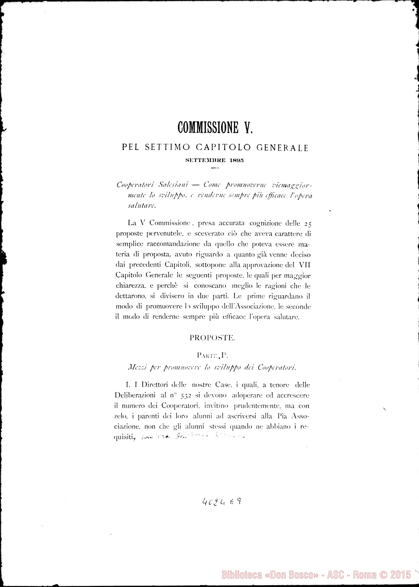 Fotogramma E 9 — Lavoro delle Commissioni: proposte E risposte. Stampato