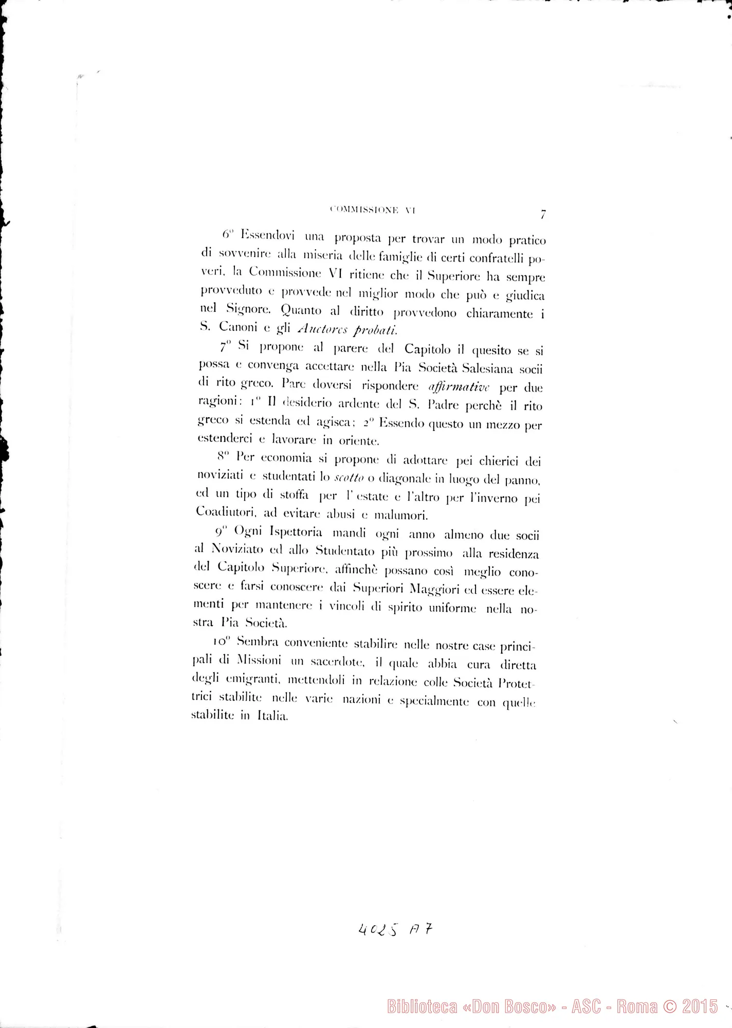 Fotogramma A 7 — Lavoro delle Commissioni: proposte E risposte. Stampato