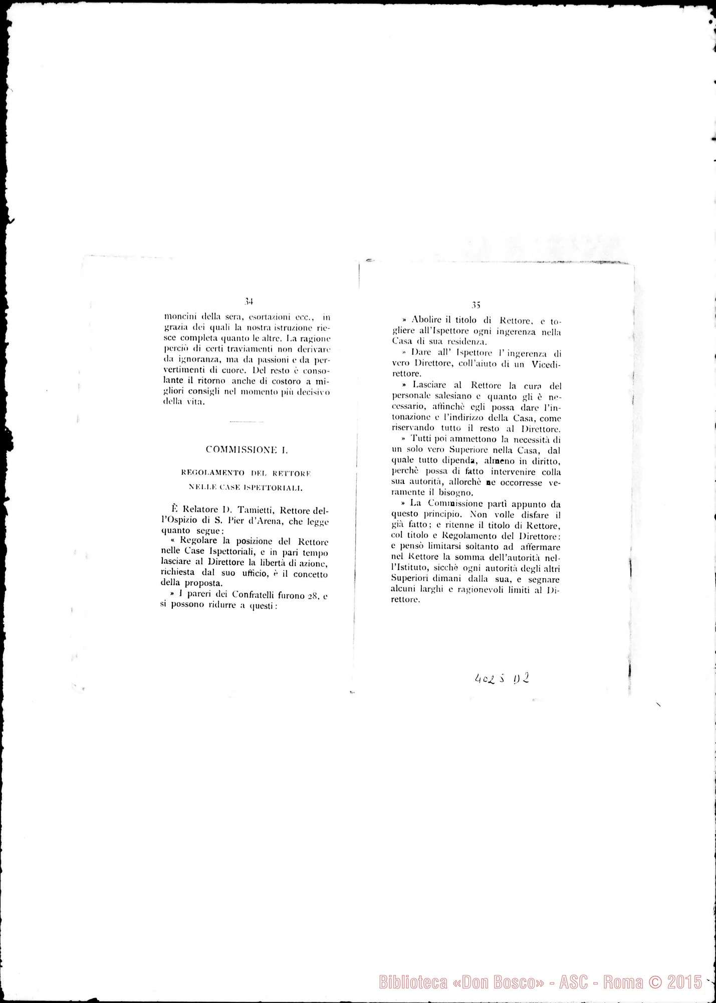 Fotogramma D 2 — Deliberazioni del VII Capitolo Generale. Stampato. S. Benigno Canavese, 1896