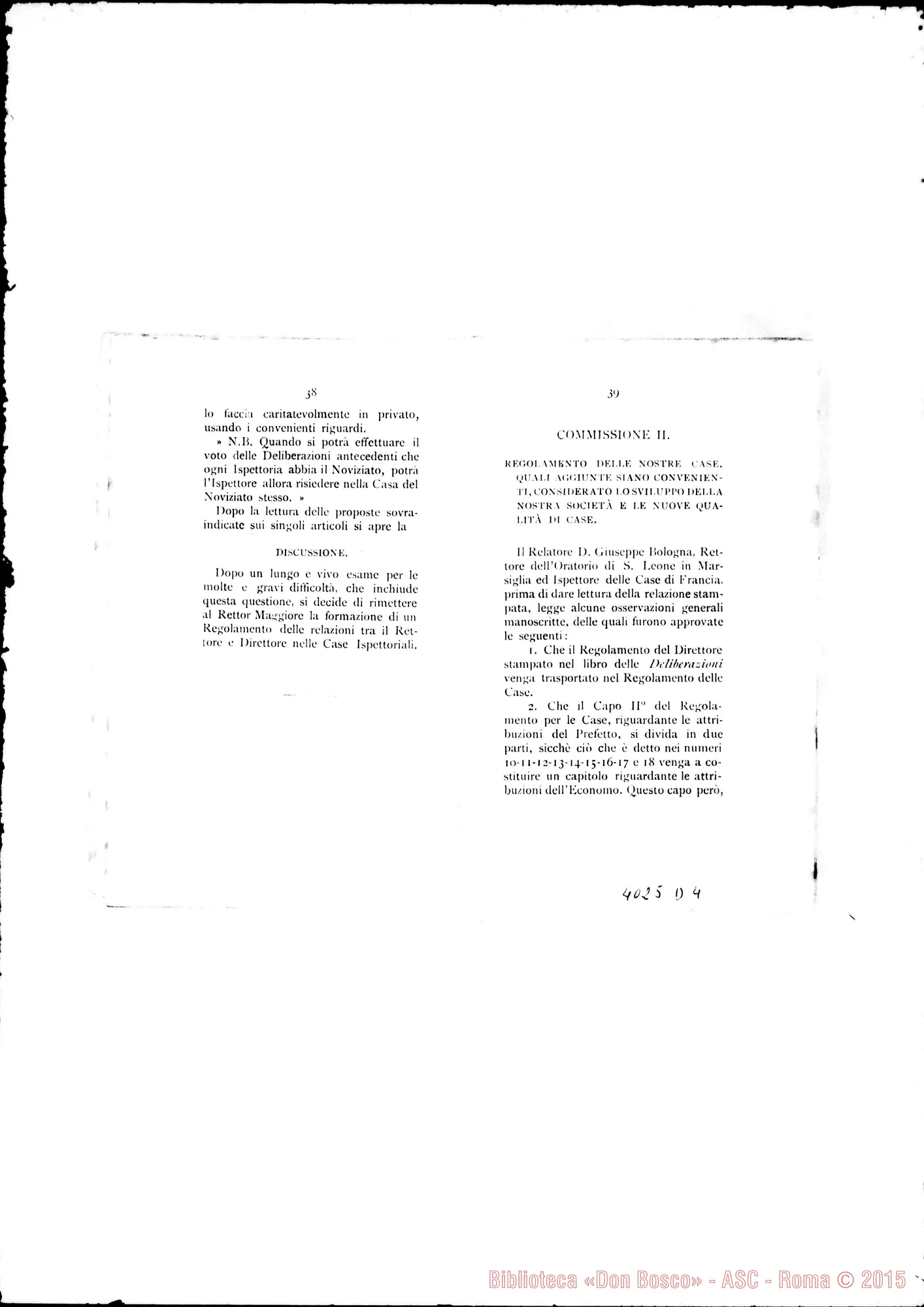 Fotogramma D 4 — Deliberazioni del VII Capitolo Generale. Stampato. S. Benigno Canavese, 1896