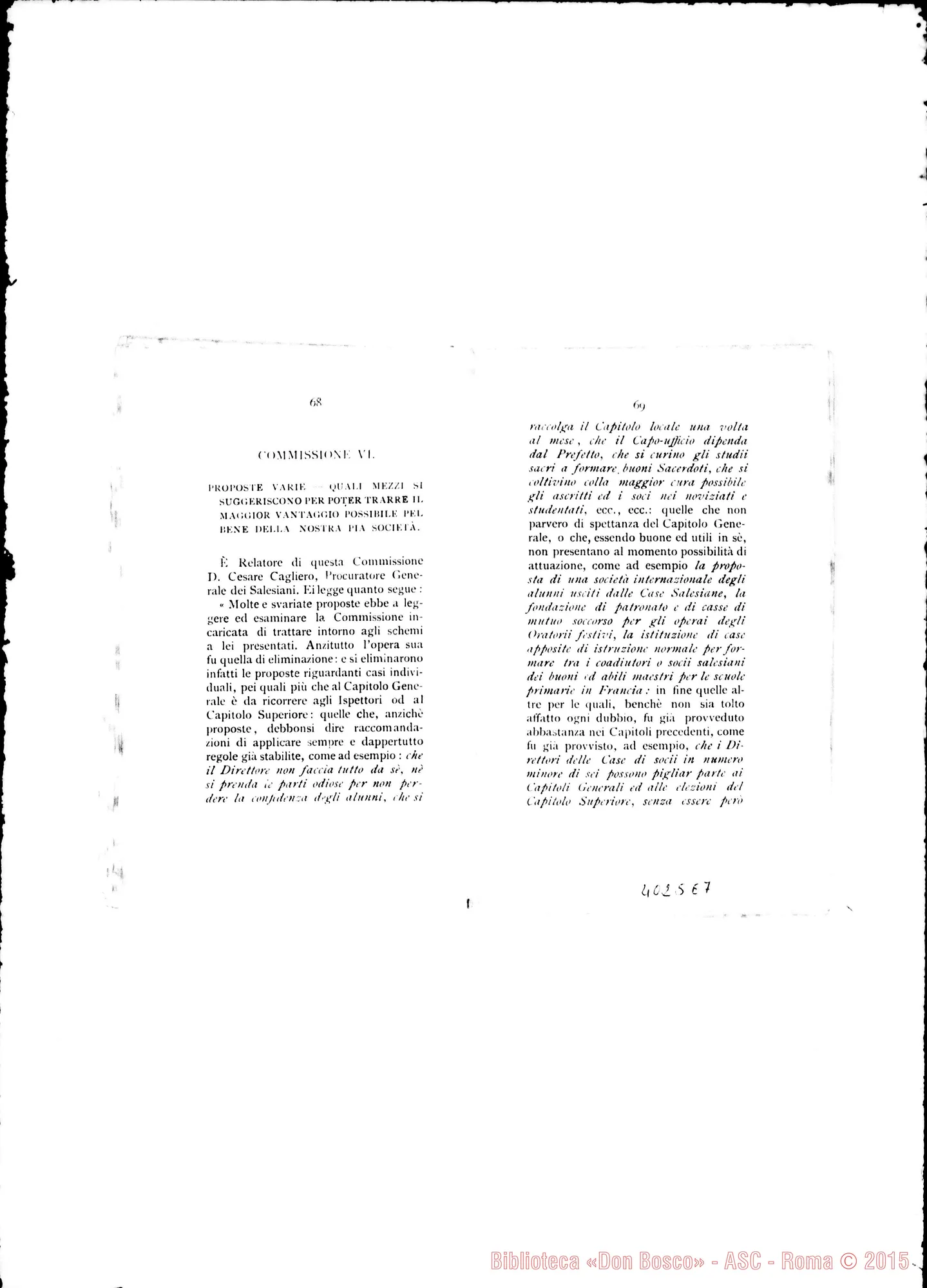 Fotogramma E 7 — Deliberazioni del VII Capitolo Generale. Stampato. S. Benigno Canavese, 1896