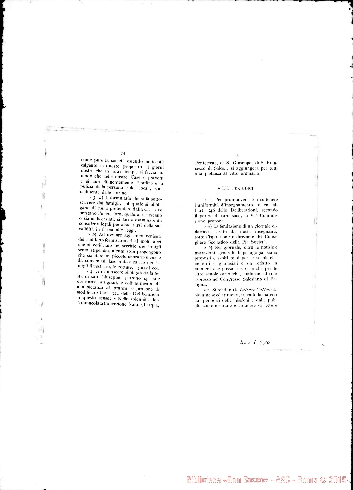 Fotogramma E 10 — Deliberazioni del VII Capitolo Generale. Stampato. S. Benigno Canavese, 1896