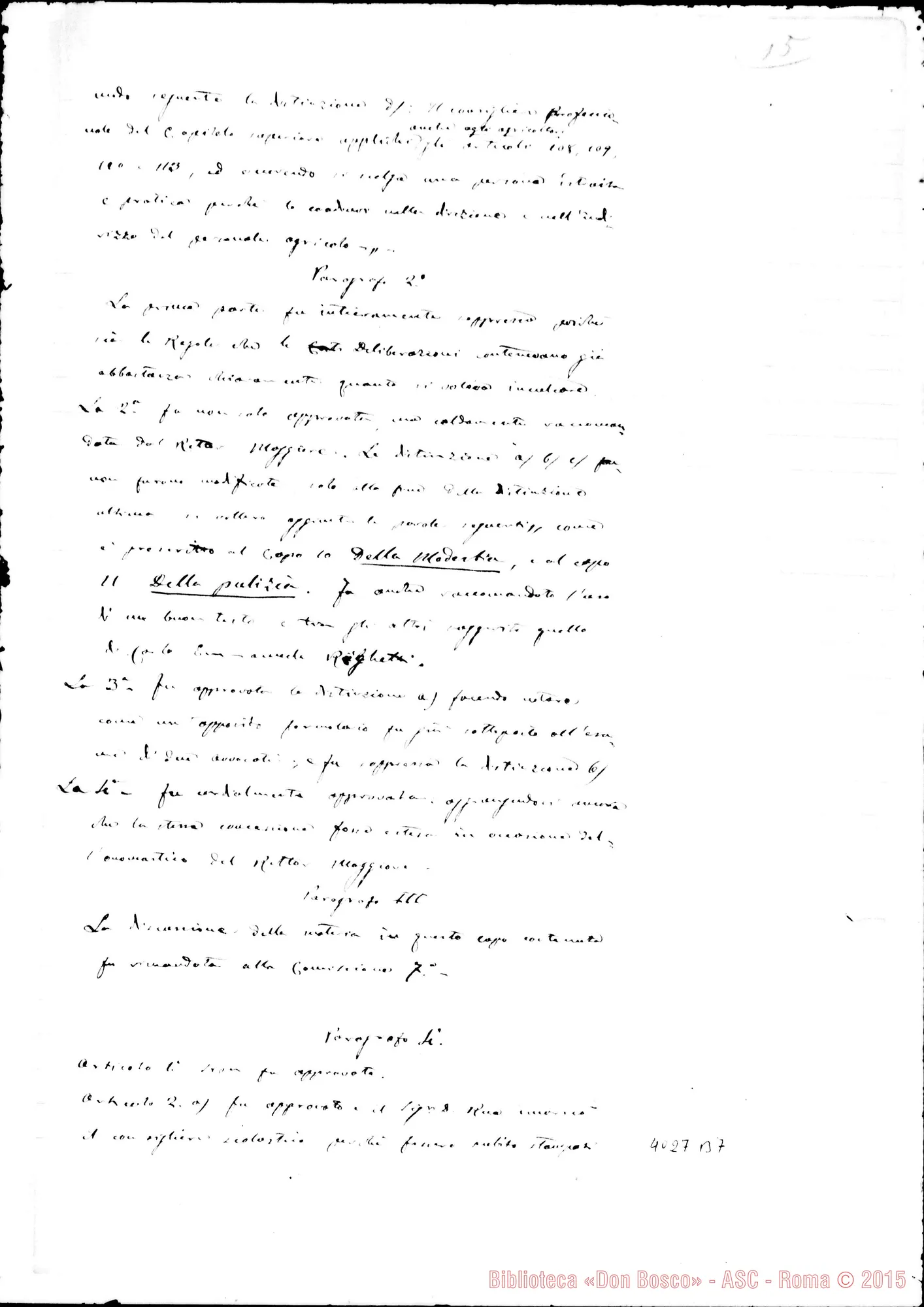 Fotogramma B 7 — Verbale del Capitolo Generale VII