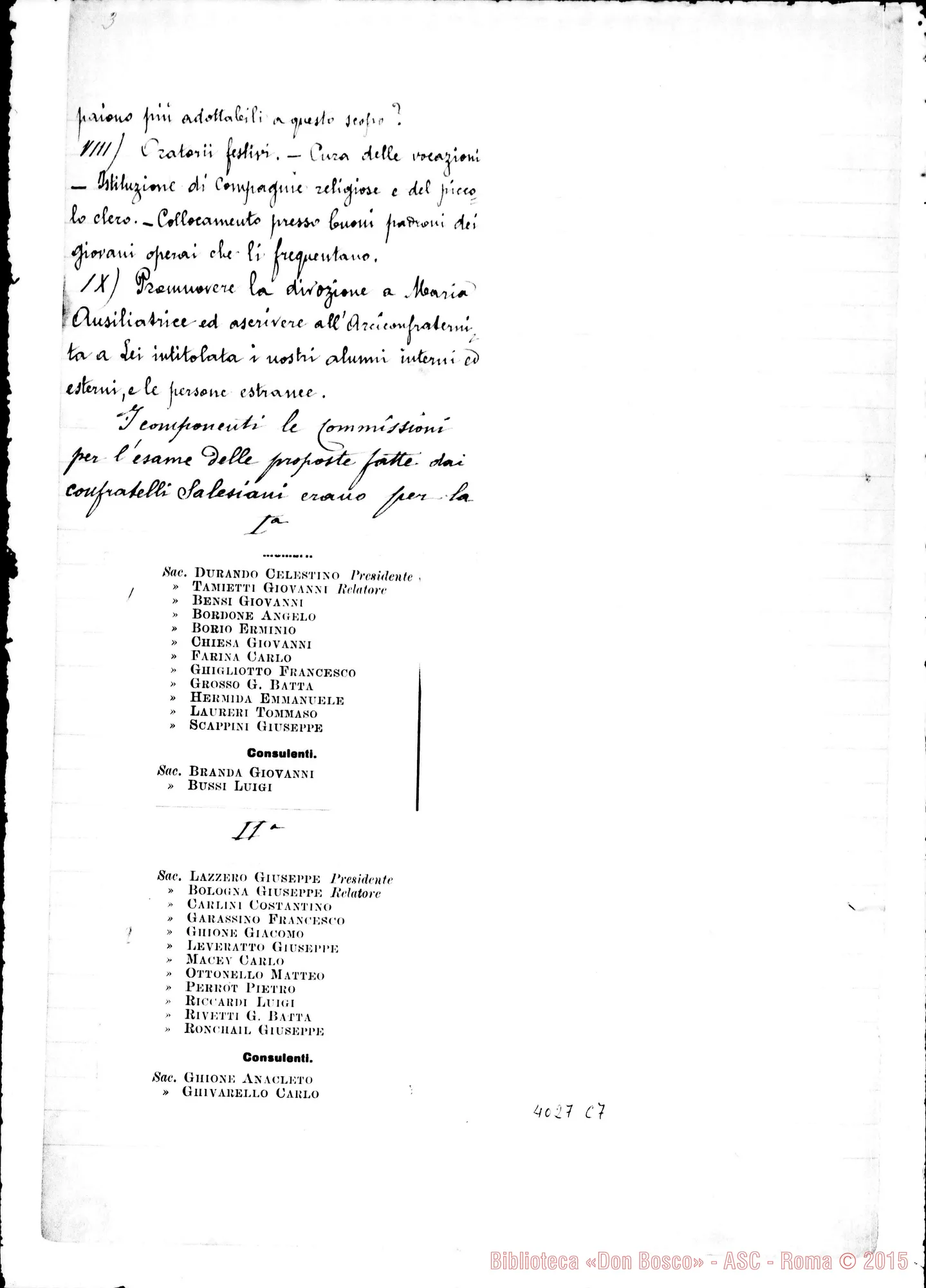 Fotogramma C 7 — Relazione sul Capitolo Generale VII