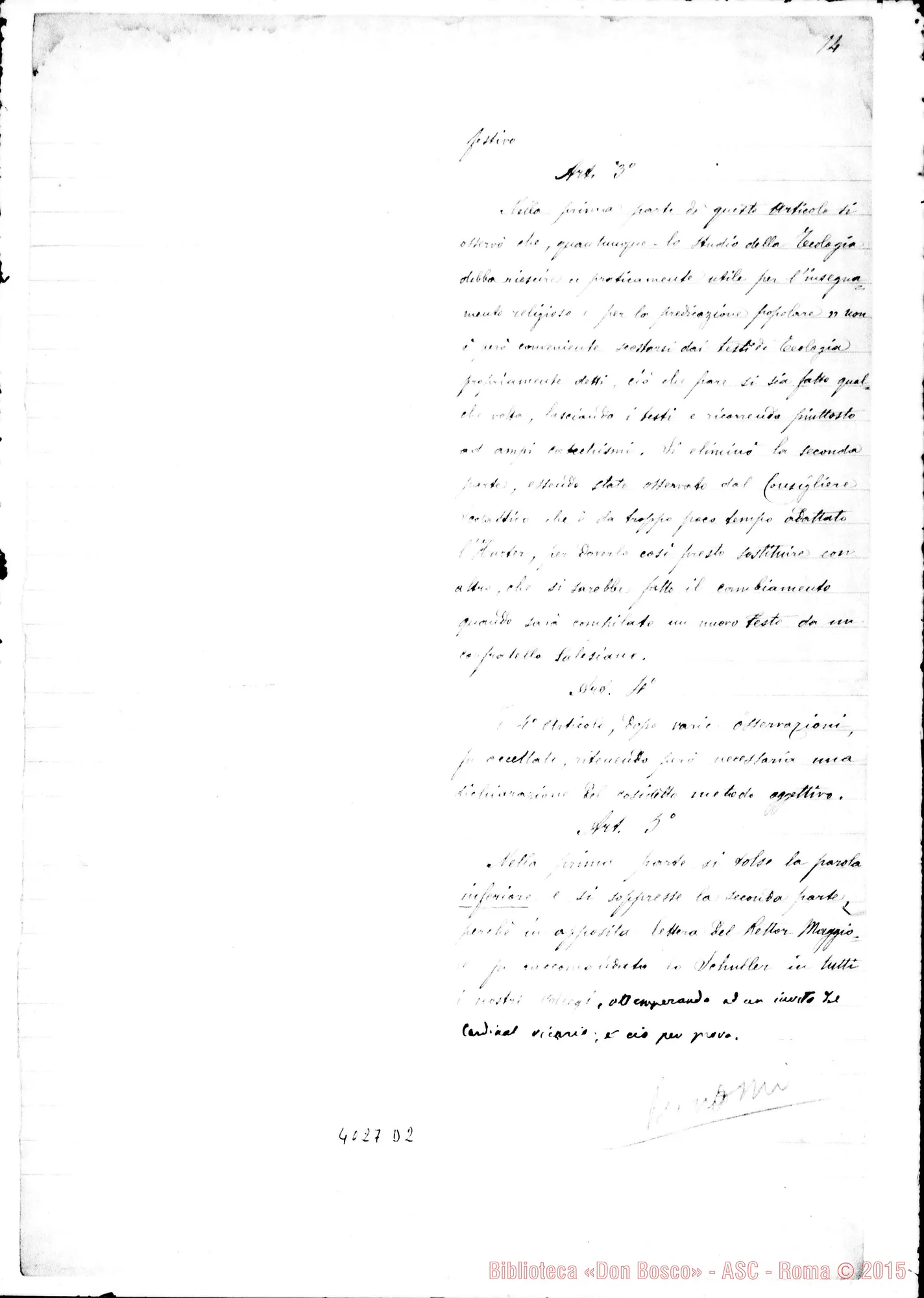 Fotogramma D 2 — Relazione sul Capitolo Generale VII